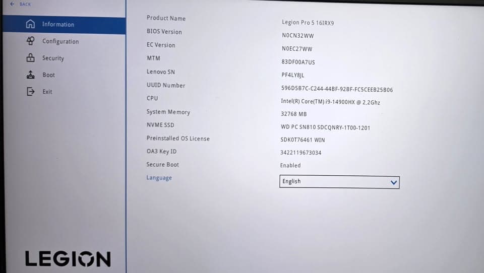 Lenovo Legion Pro 5i 16" Gaming Laptop i9-14900HX 32GB DDR5 RTX 4060 1TB SSD WIN 11 PRO