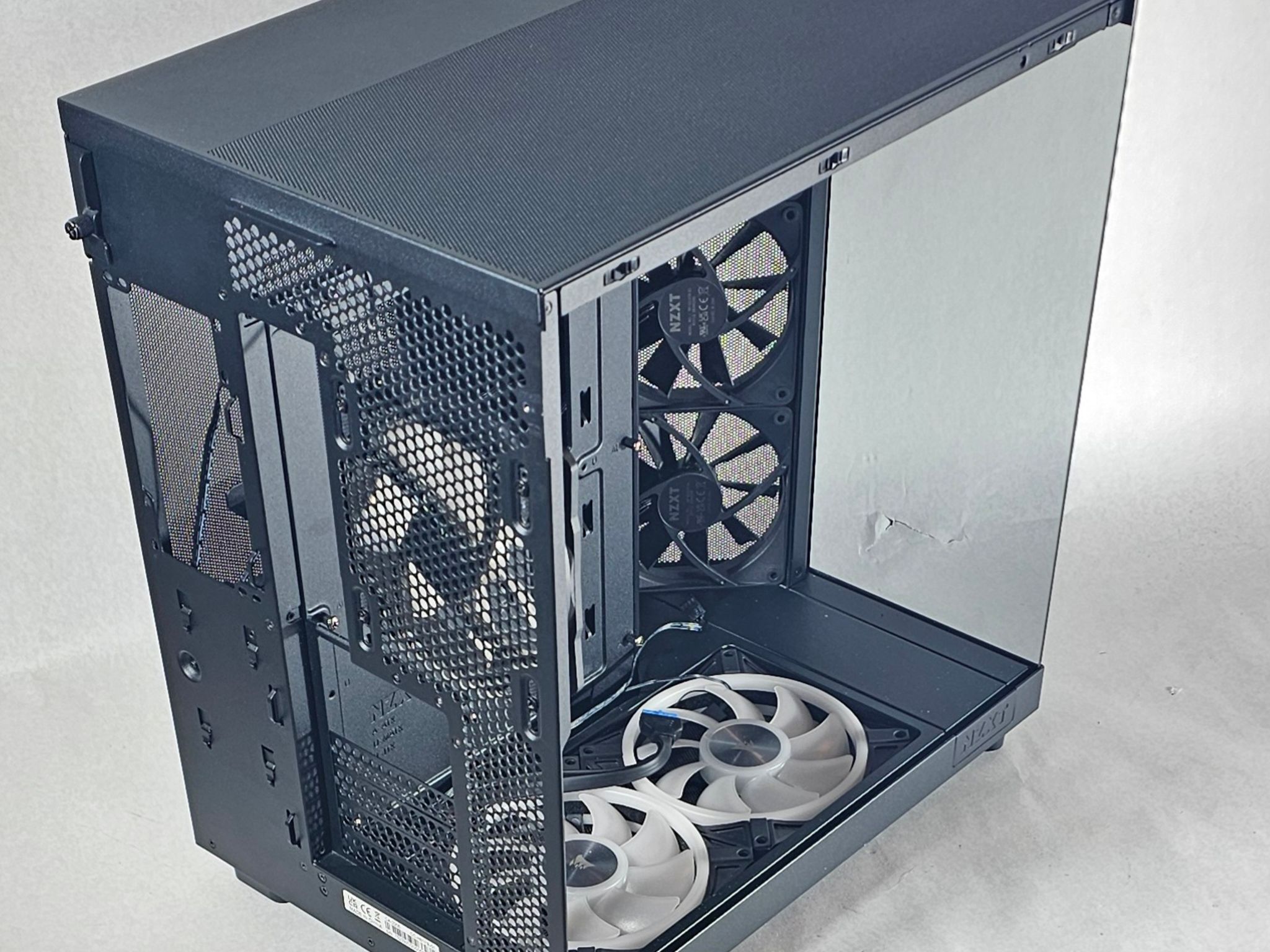 Black NZXT PC Case with Tempered Glass w/ 5 Fans