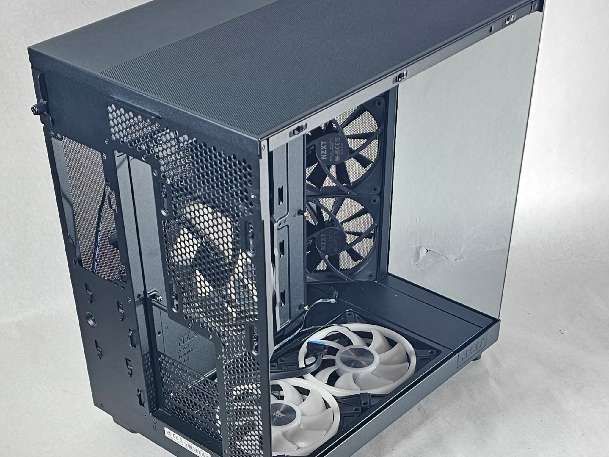 Black NZXT PC Case with Tempered Glass w/ 5 Fans