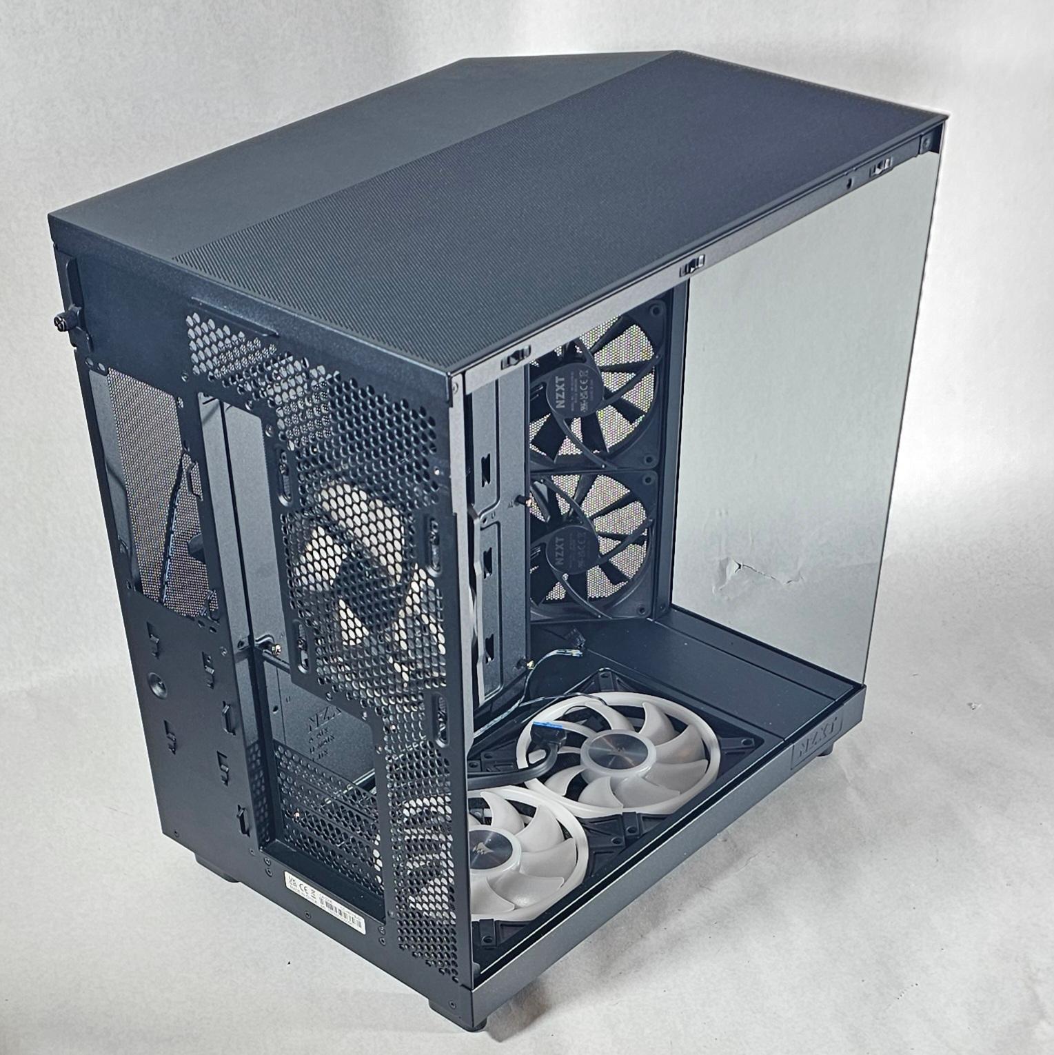 Black NZXT PC Case with Tempered Glass w/ 5 Fans