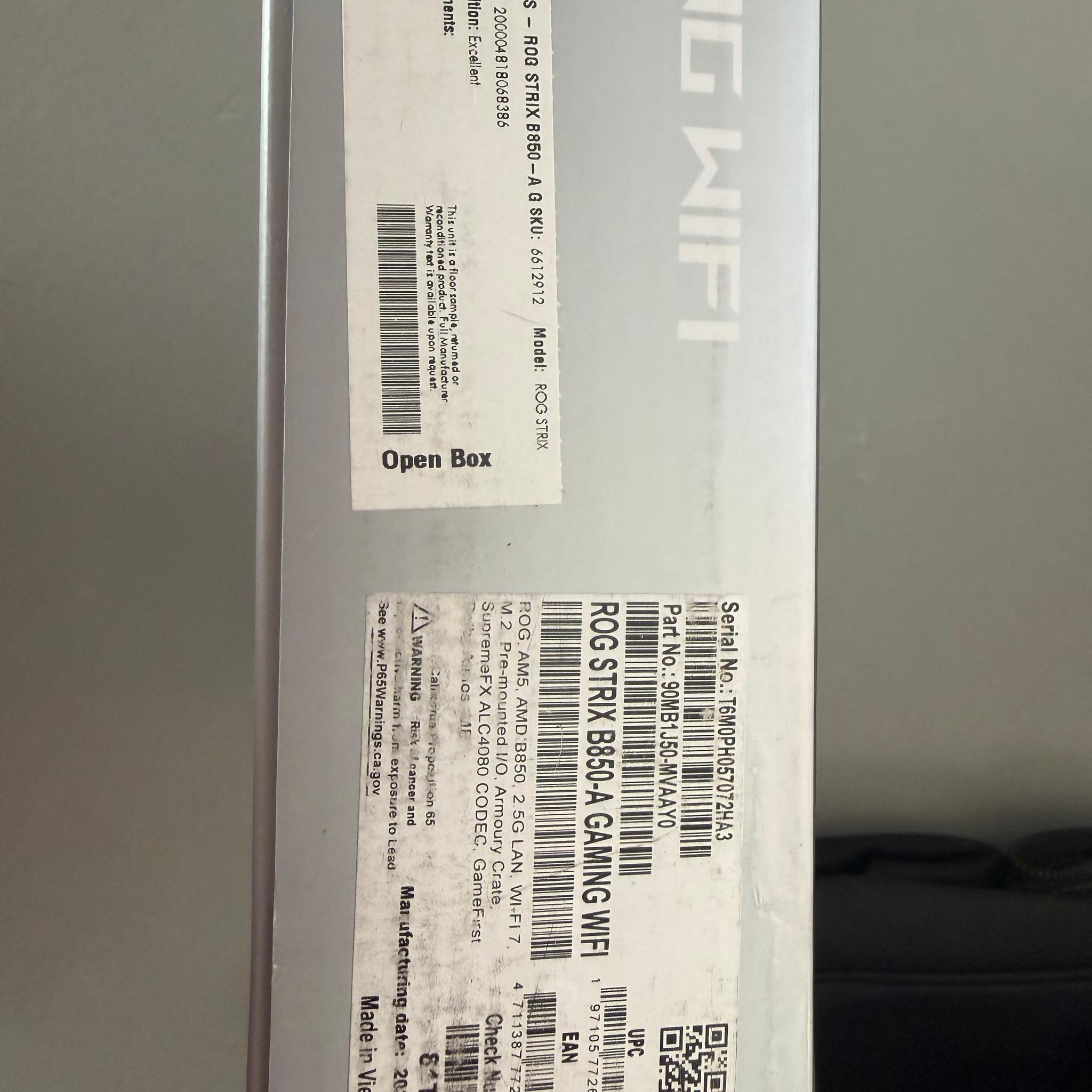 [Open-Box Excellent] ASUS ROG STRIX B850-A GAMING WIFI 7 Motherboard (White) [W] $225 Shipped
