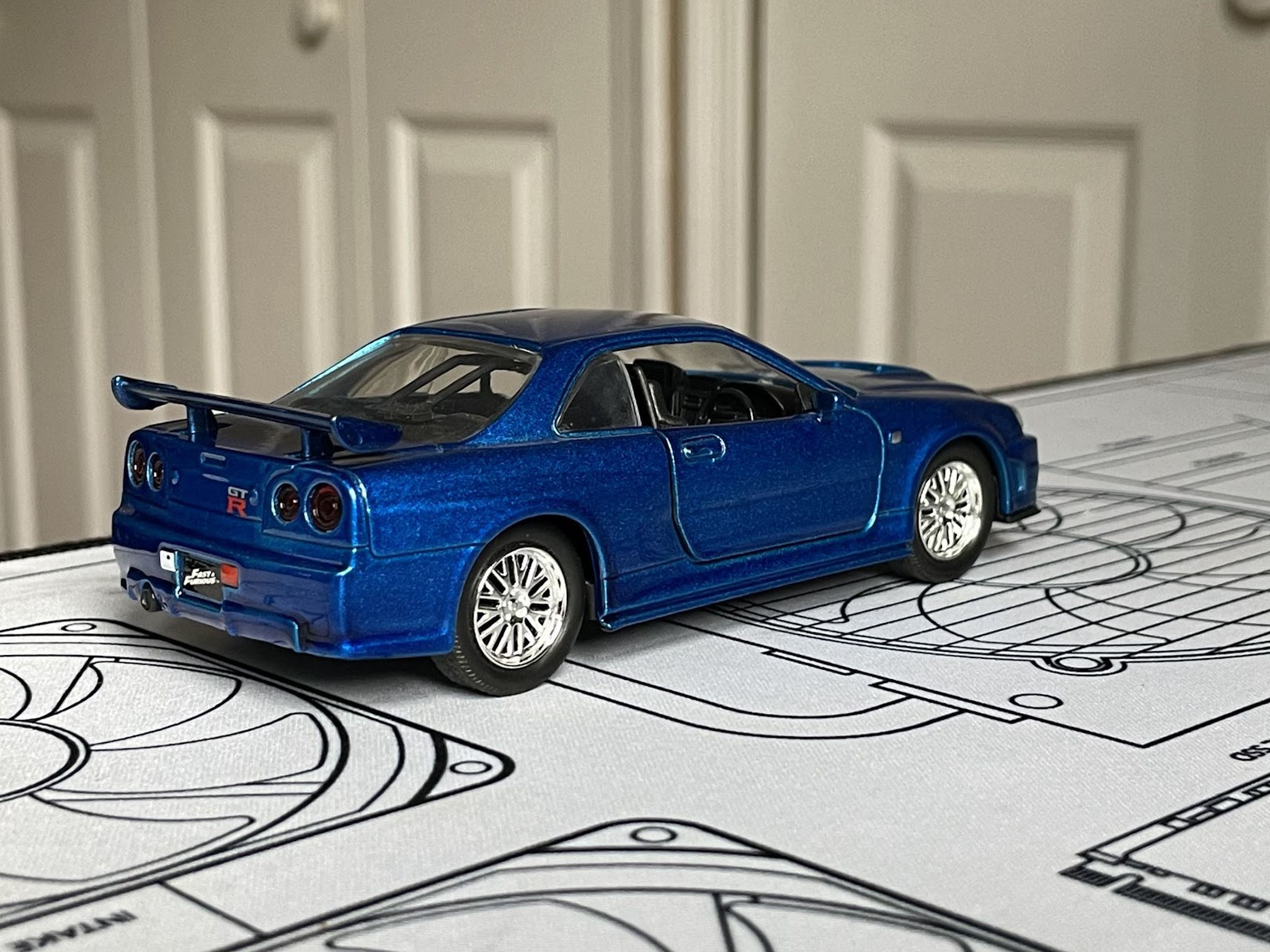 Jada Toys Fast & Furious Brian's 2002 Blue Nissan Skyline GT-R R34 Diecast Car Model 1:32