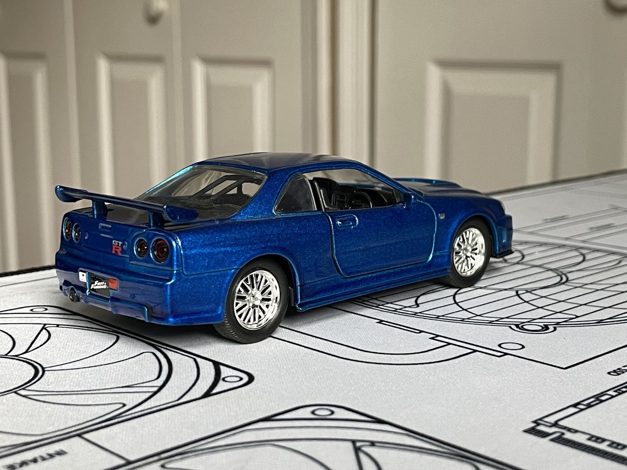 Jada Toys Fast & Furious Brian's 2002 Blue Nissan Skyline GT-R R34 Diecast Car Model 1:32