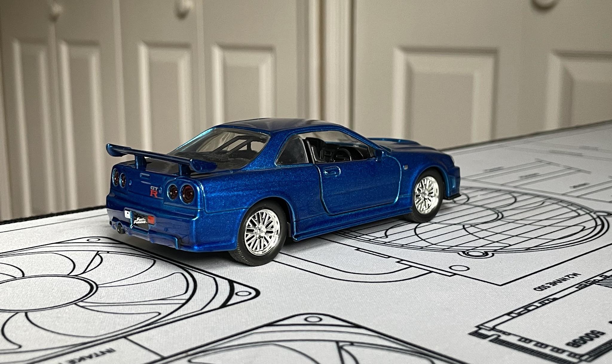 Jada Toys Fast & Furious Brian's 2002 Blue Nissan Skyline GT-R R34 Diecast Car Model 1:32