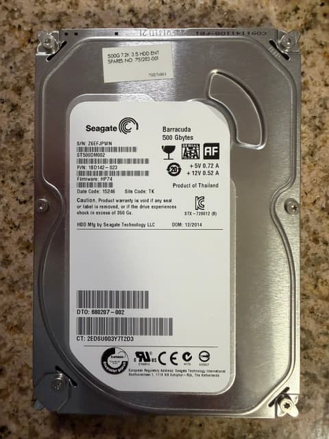 Seagate Barracuda 500 GB Hard Drive HDD 3.5 In SATA 7200 RPM Desktop Use