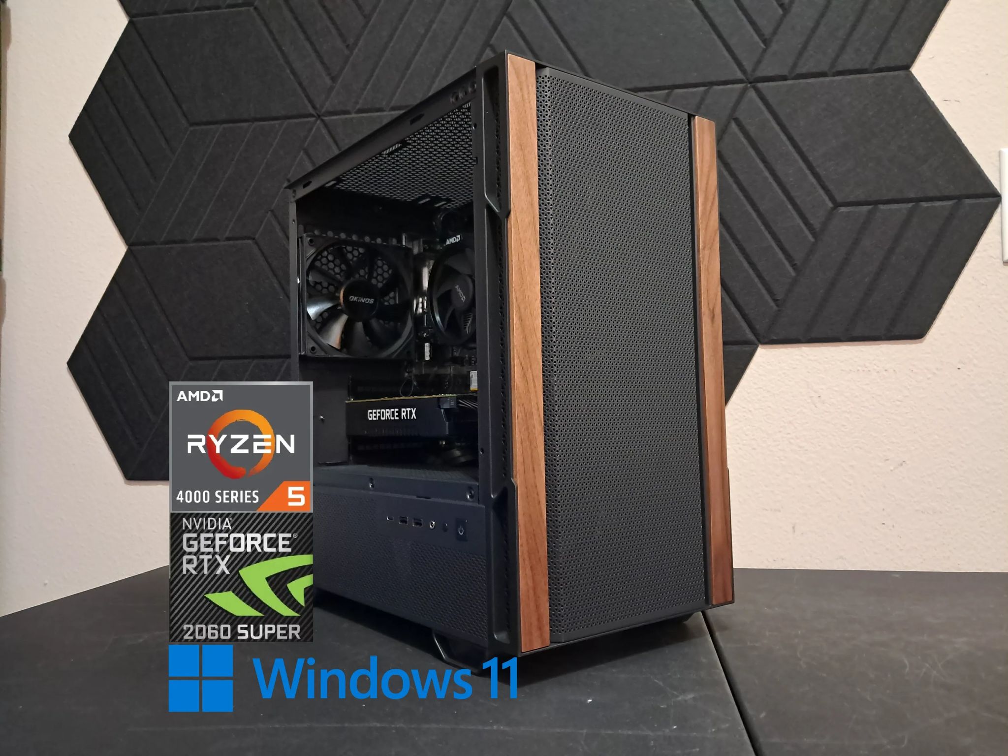 🪵Sleek Woodgrain Gaming PC!🪵RTX 2060 Super 8GB | Ryzen 5 3500 | 16GB DDR4 | 1TB SSD