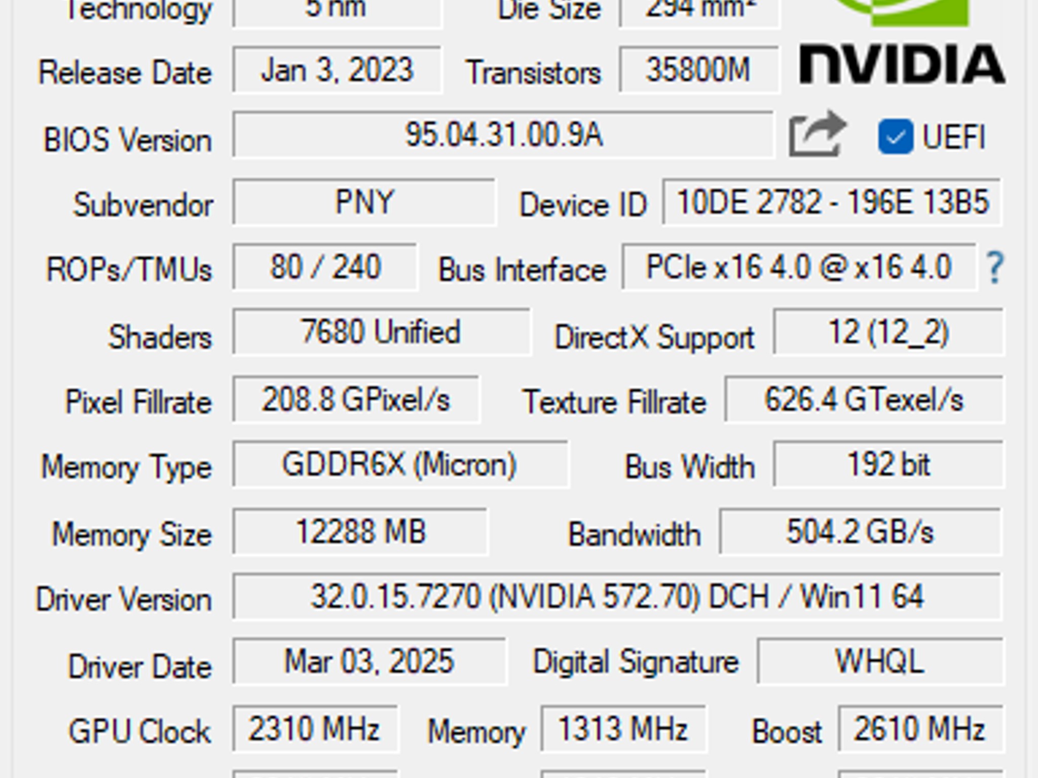 PNY GeForce RTX™ 4070 Ti 12GB VERTO™ Graphics Card