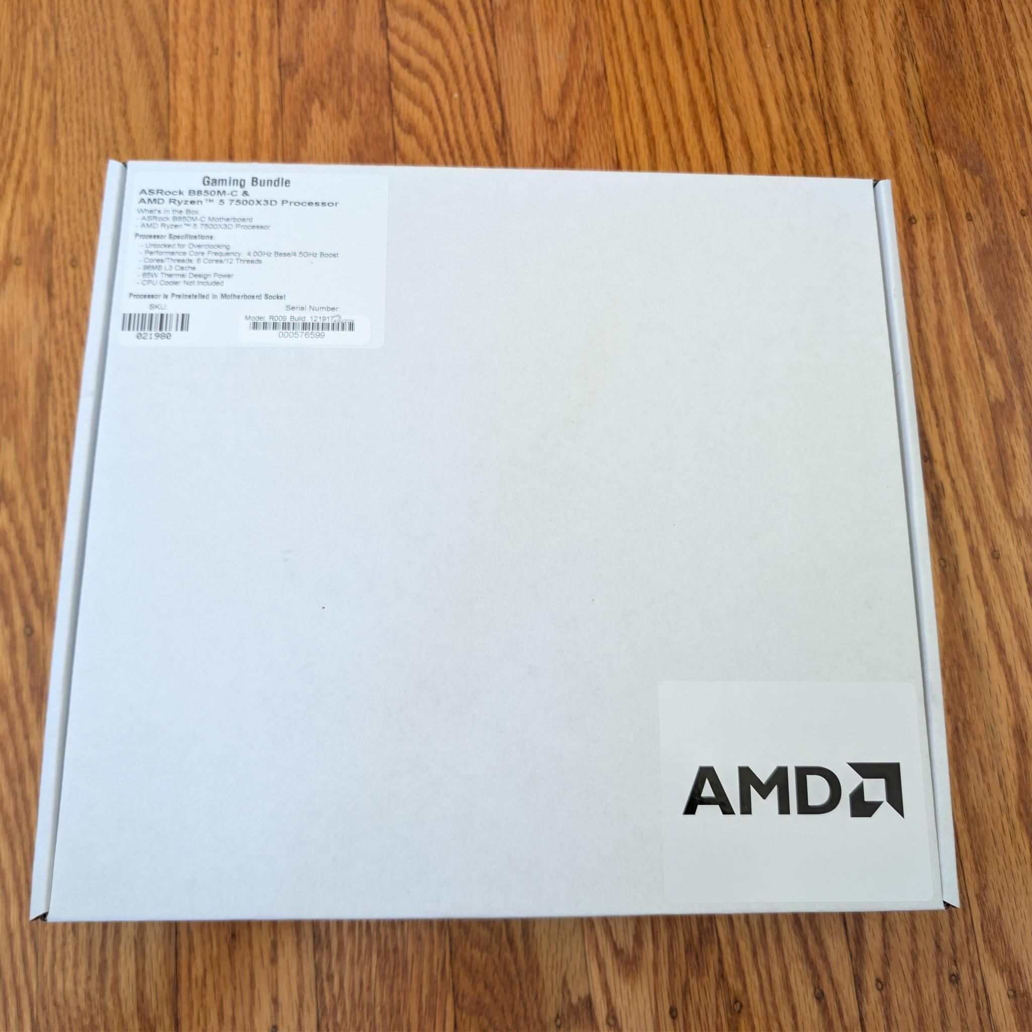 AMD Ryzen 5 7500X3D + ASRock B850M-C AM5 Motherboard Bundle