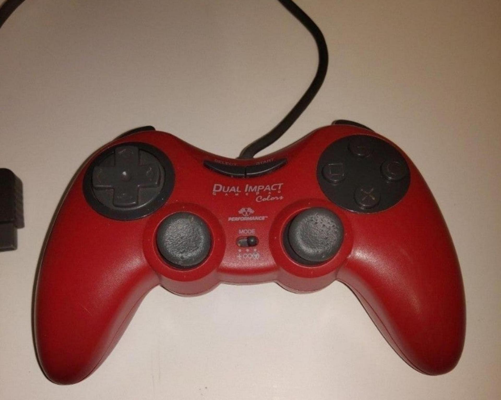 Sony PlayStation PS1 PS2 Red Dual Shock Analog Controller Video Game Gaming