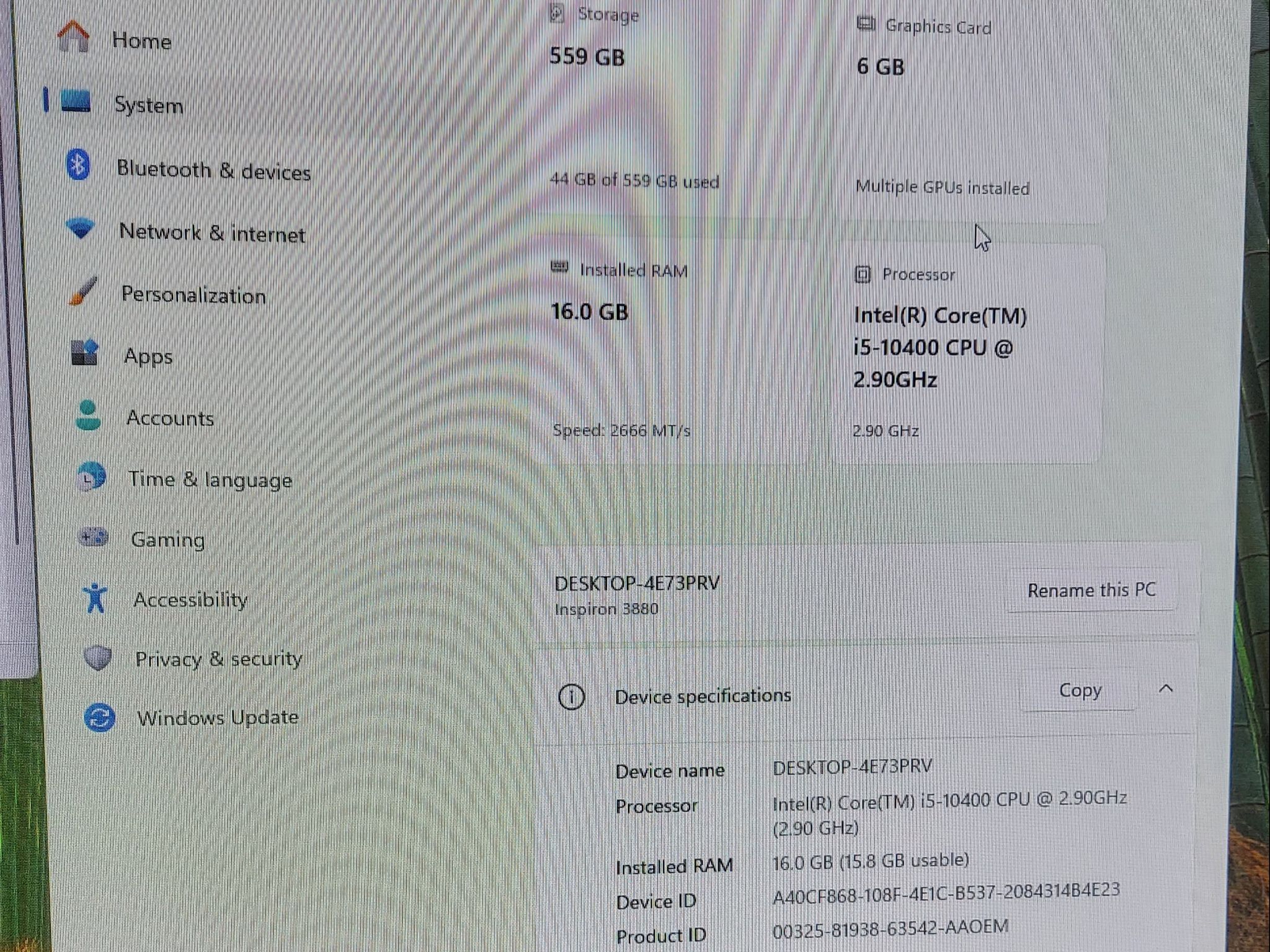 Dell Gaming PC, GeForce GTX 1660 Super, Core i5-10400, 16GB DDR4, 600GB SSD, Wifi and BT, Win 11