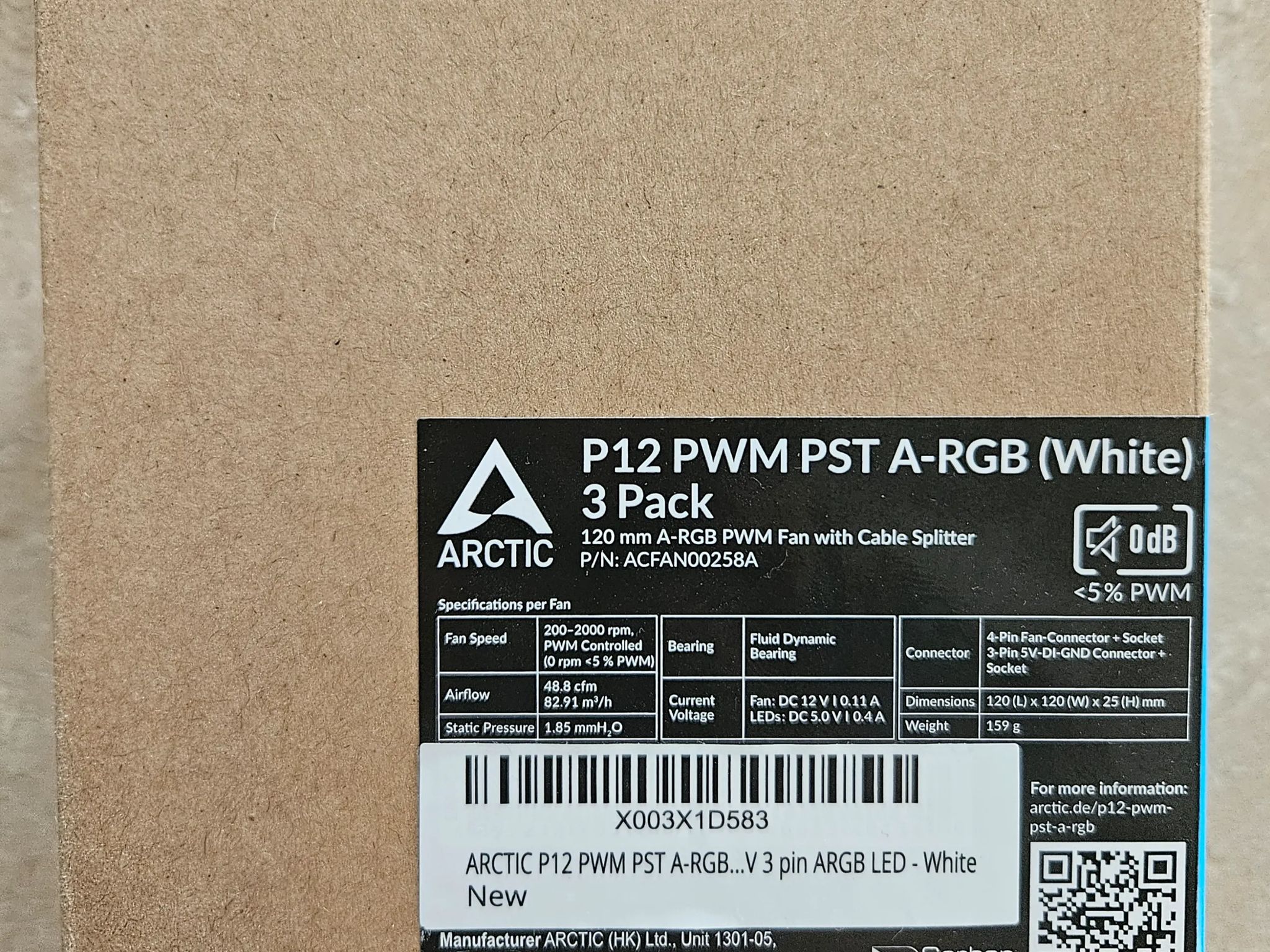 3 x 120mm A-RGB Case Fans - Arctic P12 PWM