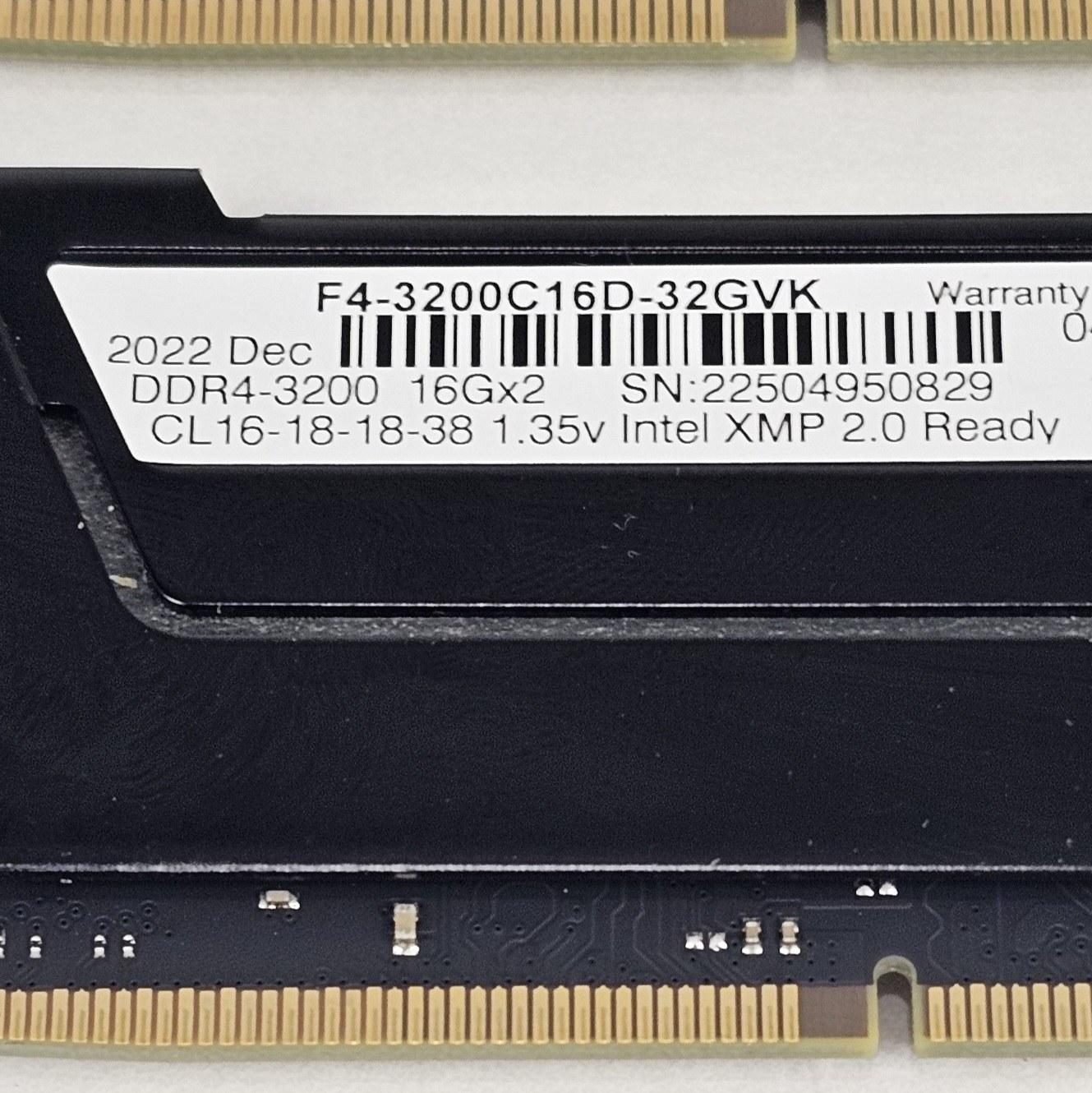 32GB DDR4 (2x16GB) CL16 3200MT/s G.Skill Ripjaws V