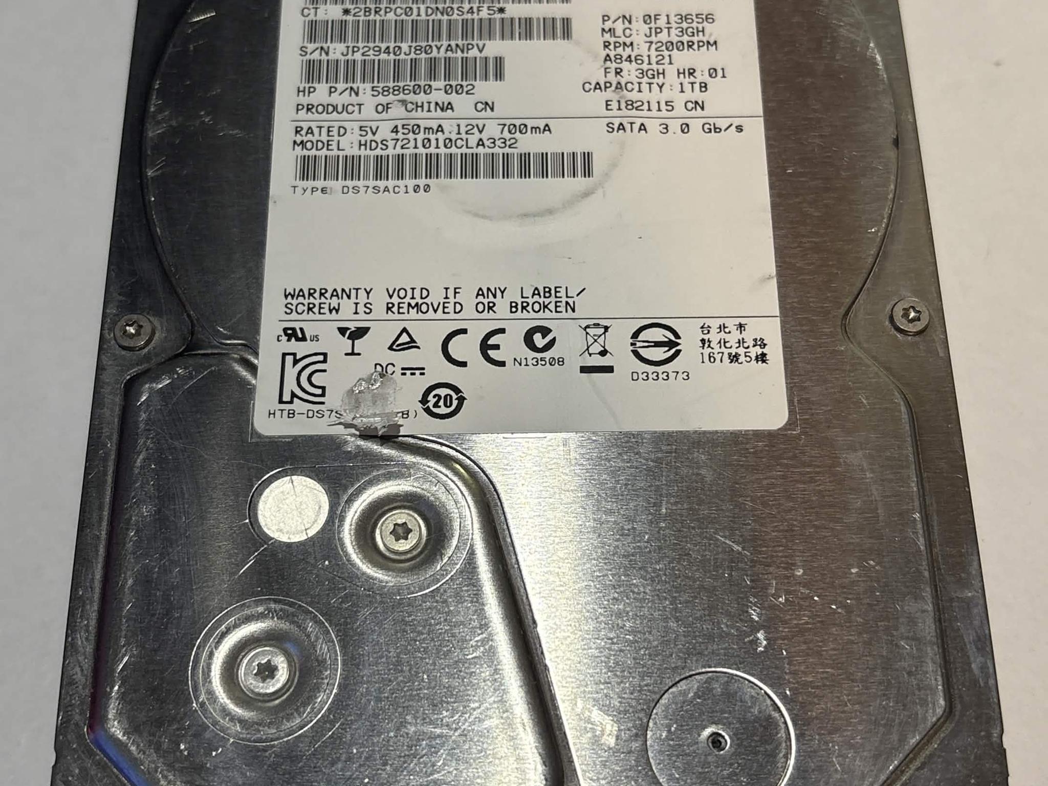 Hitachi 1TB 7200RPM SATA Hard Drive | Tested & Healthy