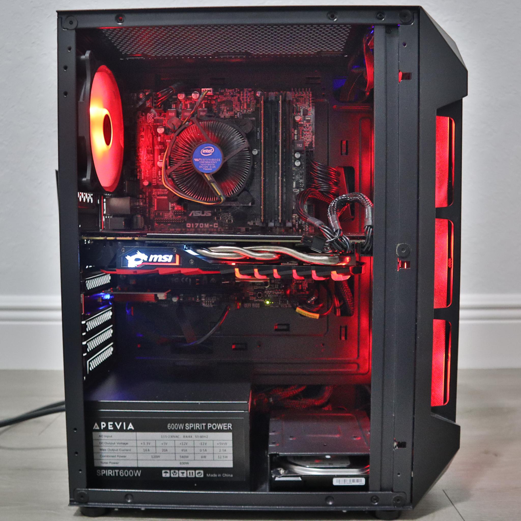 Gaming PC - GTX 1080, i7-7700, 16GB DDR4, WIFI, ARGB, BLACK, 120GB SATA SSD, 1TB HDD.