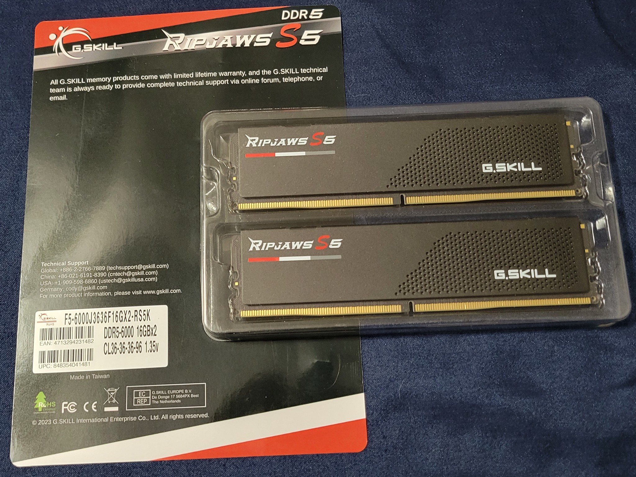 G.SKILL Ripjaws S5 32GB (2x16GB) 6000MT/s Desktop Computer Memory, Matte Black