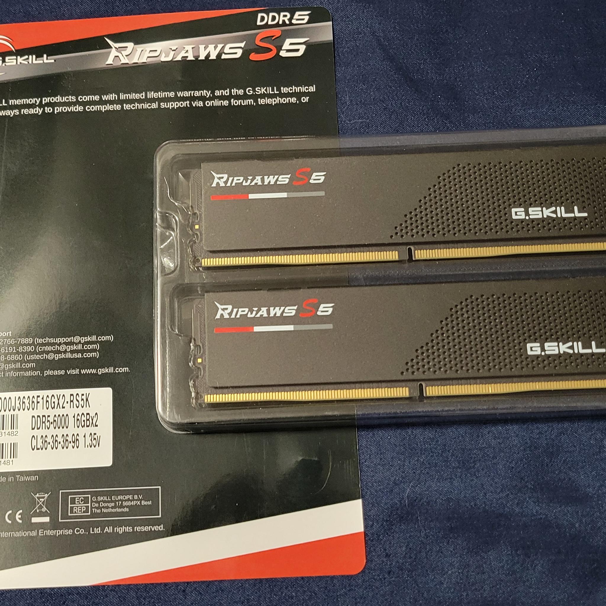 G.SKILL Ripjaws S5 32GB (2x16GB) 6000MT/s Desktop Computer Memory, Matte Black