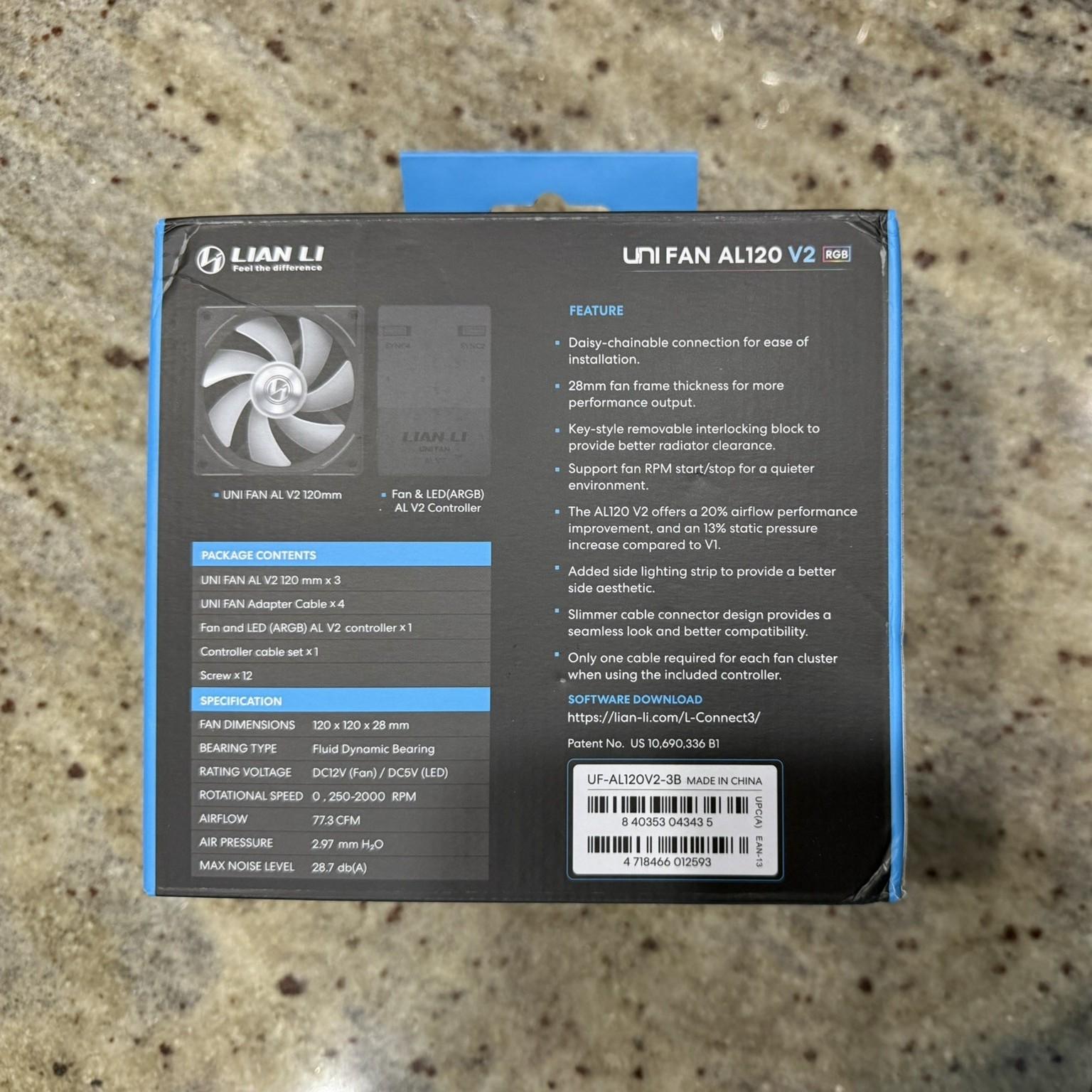 Lian Li UNI FAN AL120 V2 Triple Pack Black 120mm