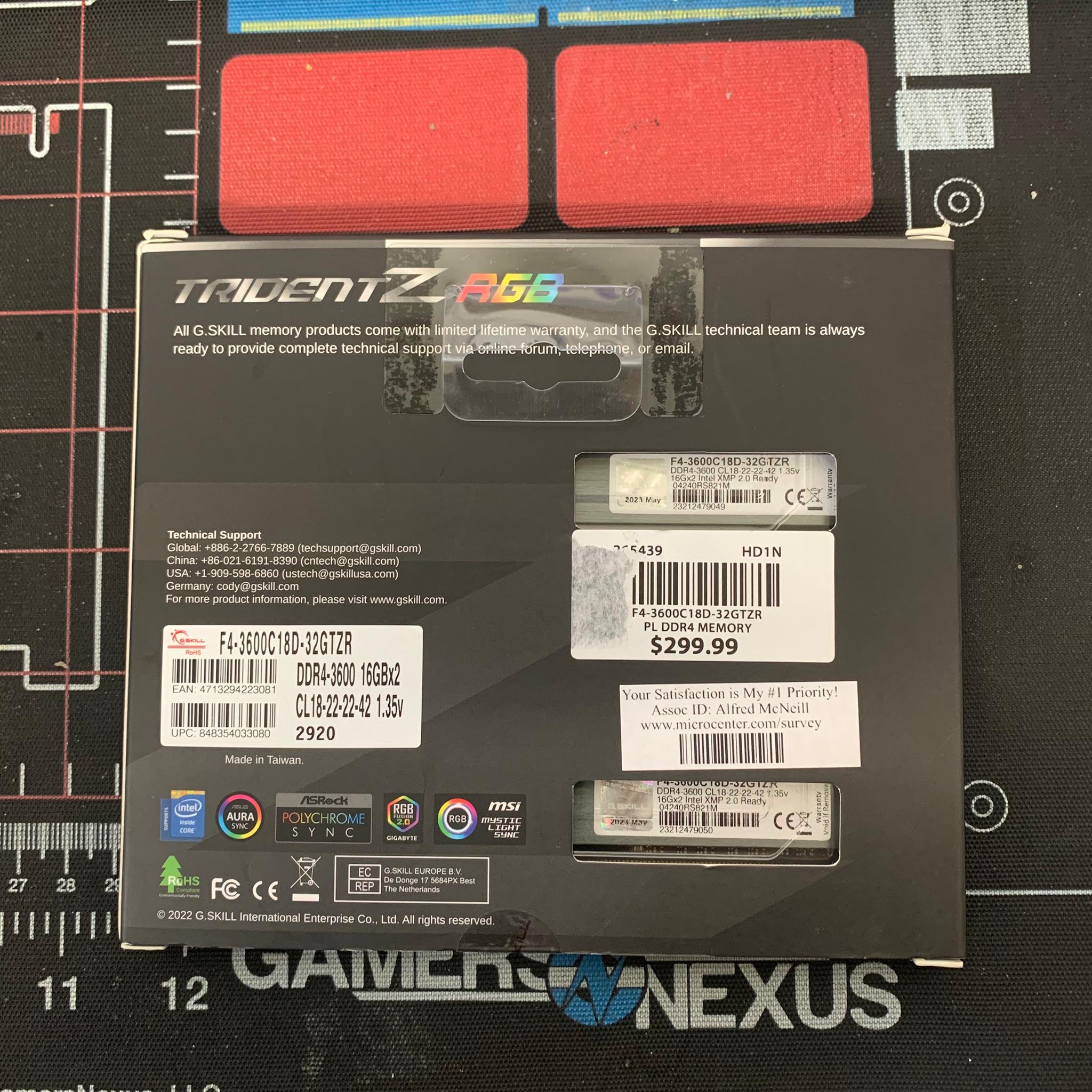 32GB DDR4 3600 CL18 - GSKILL Trident Z RGB