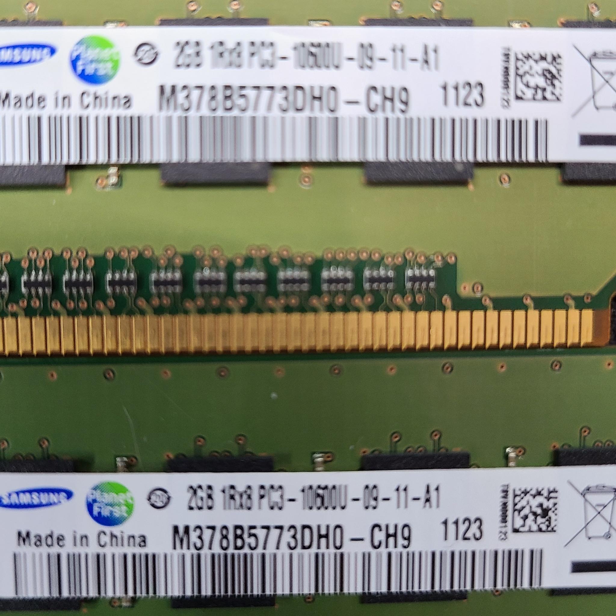 Samsung 2GBX2 1Rx8 PC3-10600U Desktop Ram M378B5773DH0-CH9 (2 Sticks)