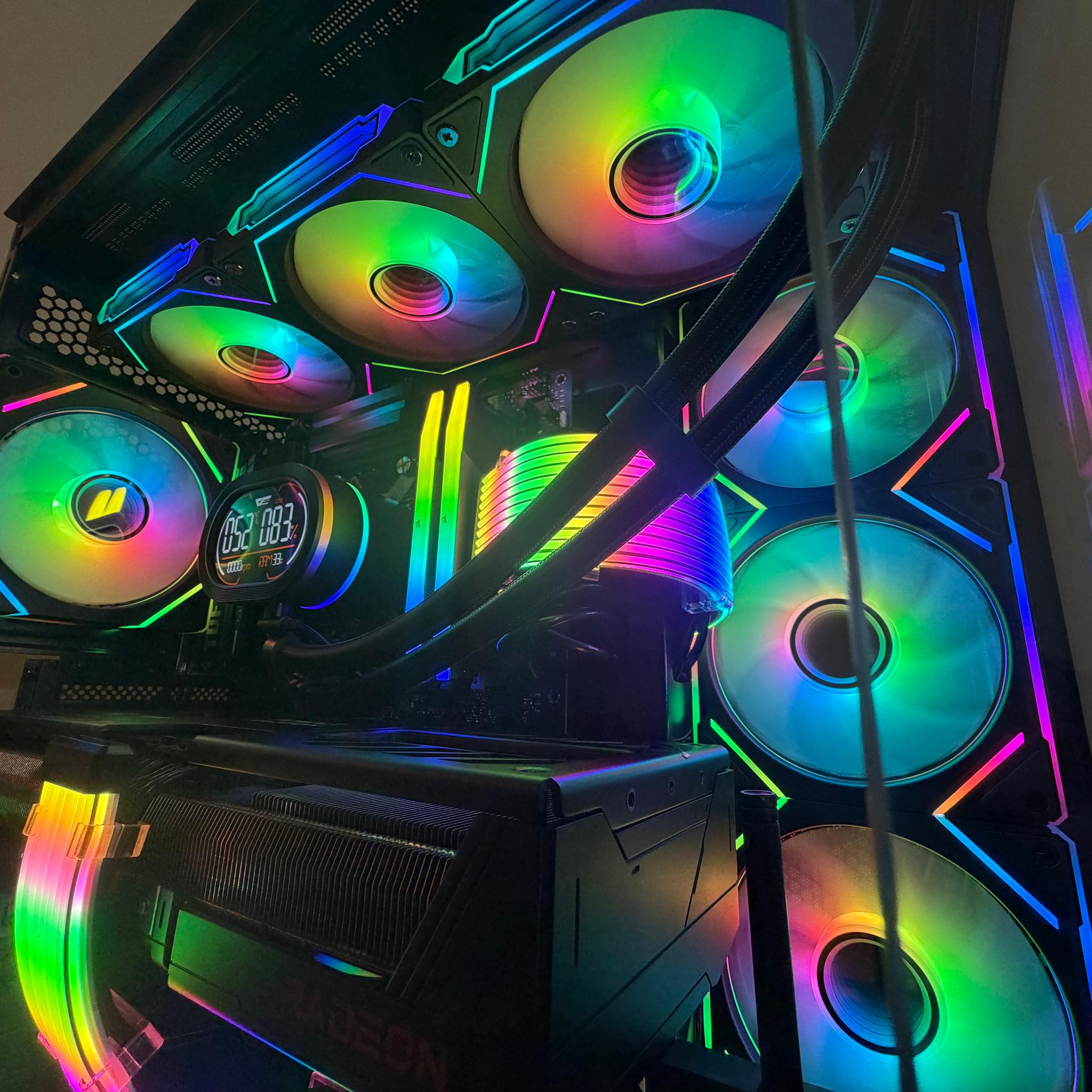 ⚡Obsidian X — Ryzen 9 7900X • RX 9070 XT • 32GB DDR5 • Black RGB Beast