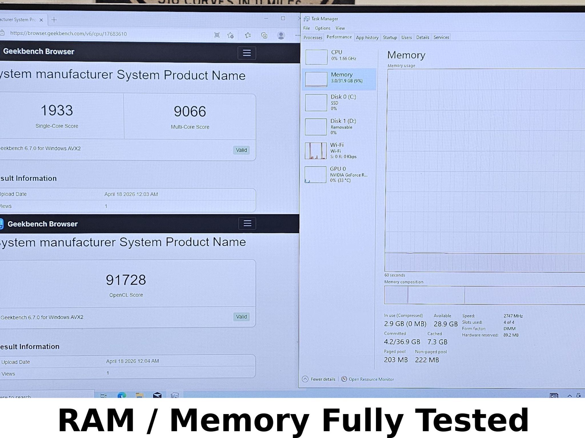 32GB DDR4 (4x8GB) RGB CL16 3200MT/s TOUGHRAM RAM Memory