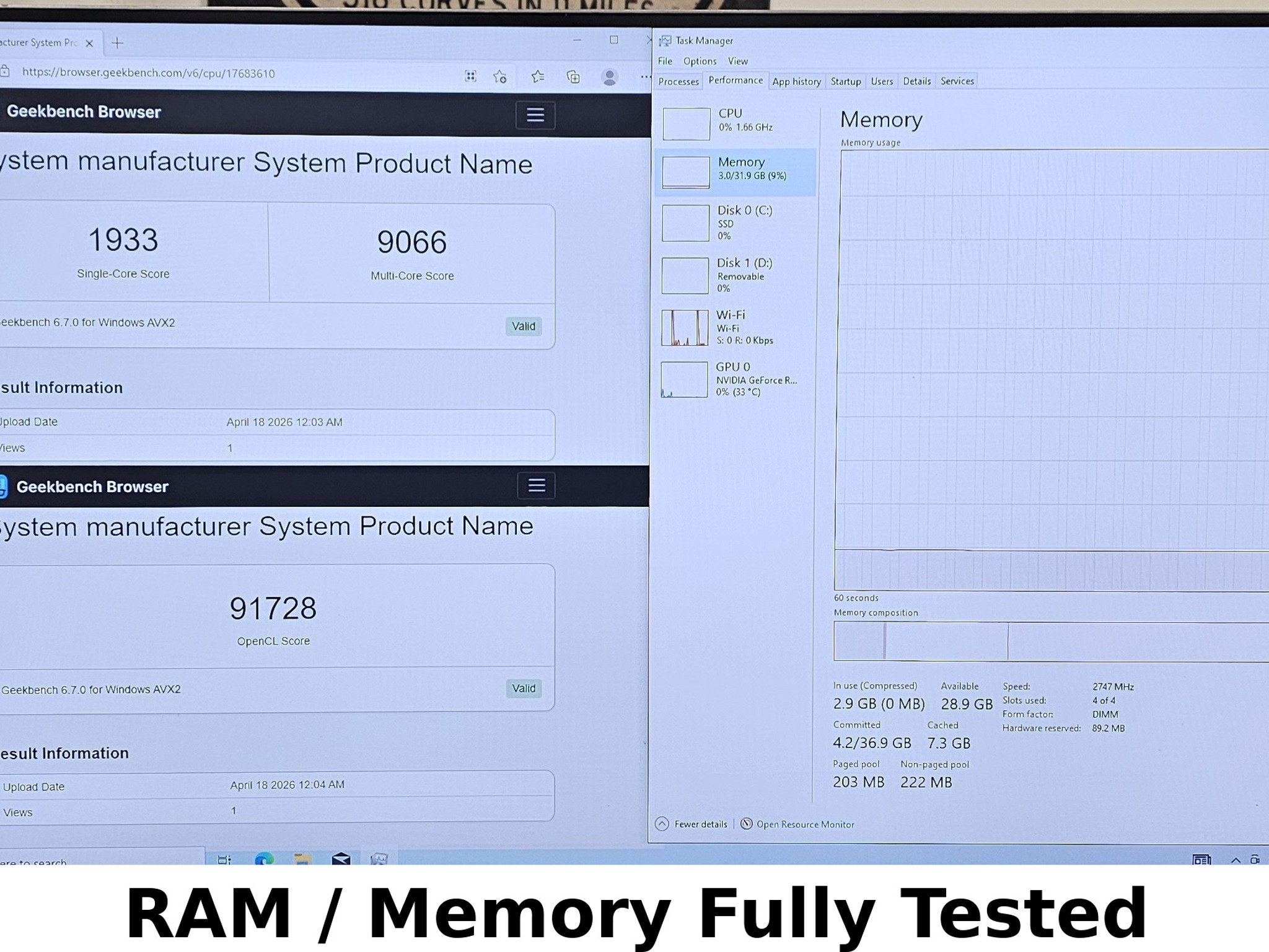 32GB DDR4 (4x8GB) RGB CL16 3200MT/s TOUGHRAM RAM Memory