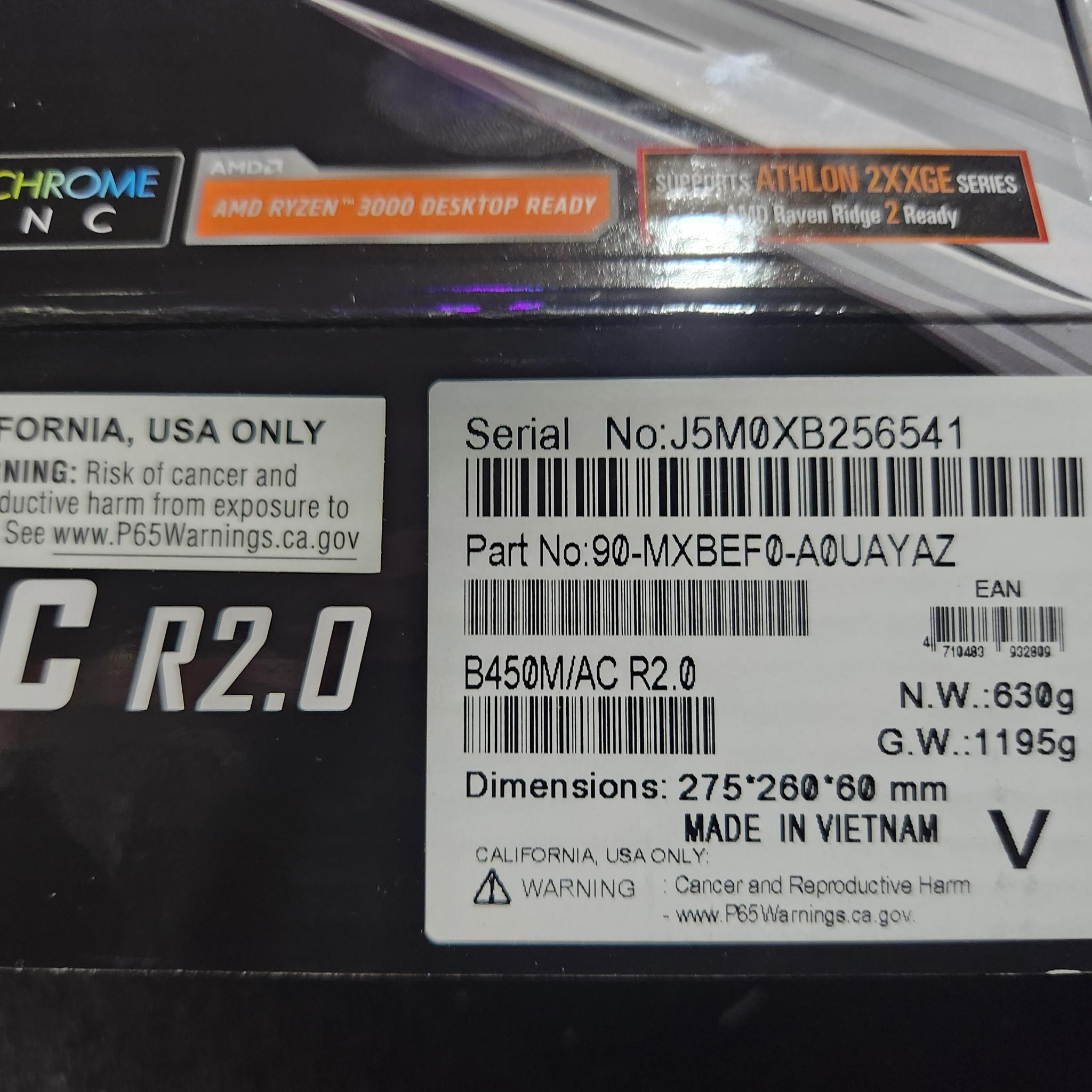 Asrock B450m ac/ r2.0  and 16gb ddr4 ram Bundle