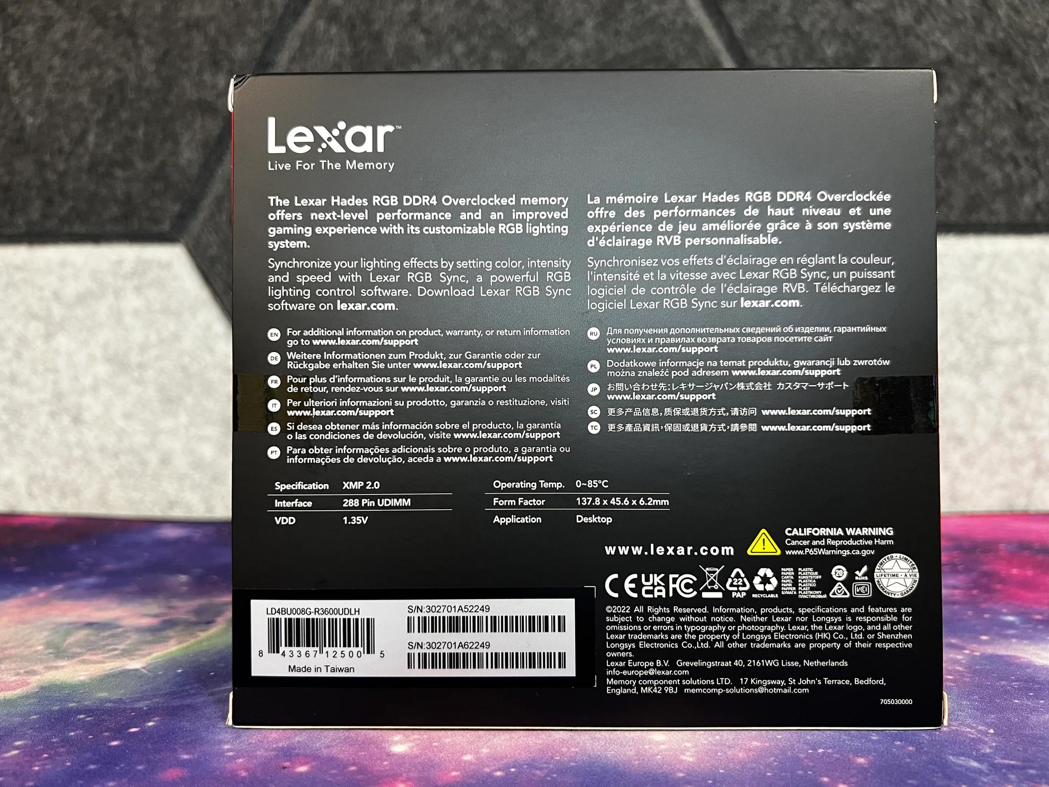Lexar Hades 16GB (2 x 8GB) RGB DDR4 3600Mhz CL18 Memory Kit