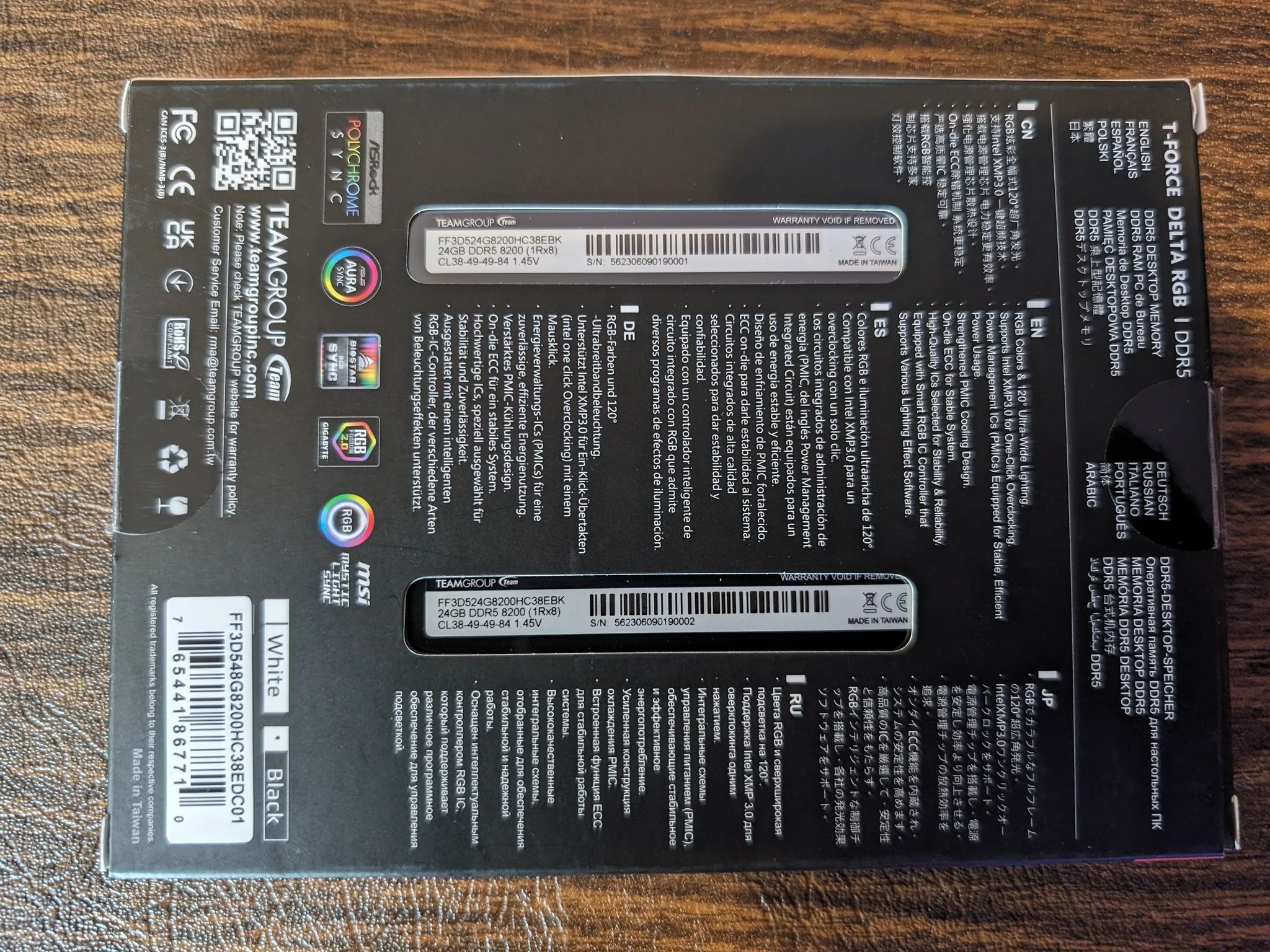 Team T-Force Delta RGB 48GB (2 x 24GB) DDR5 8200