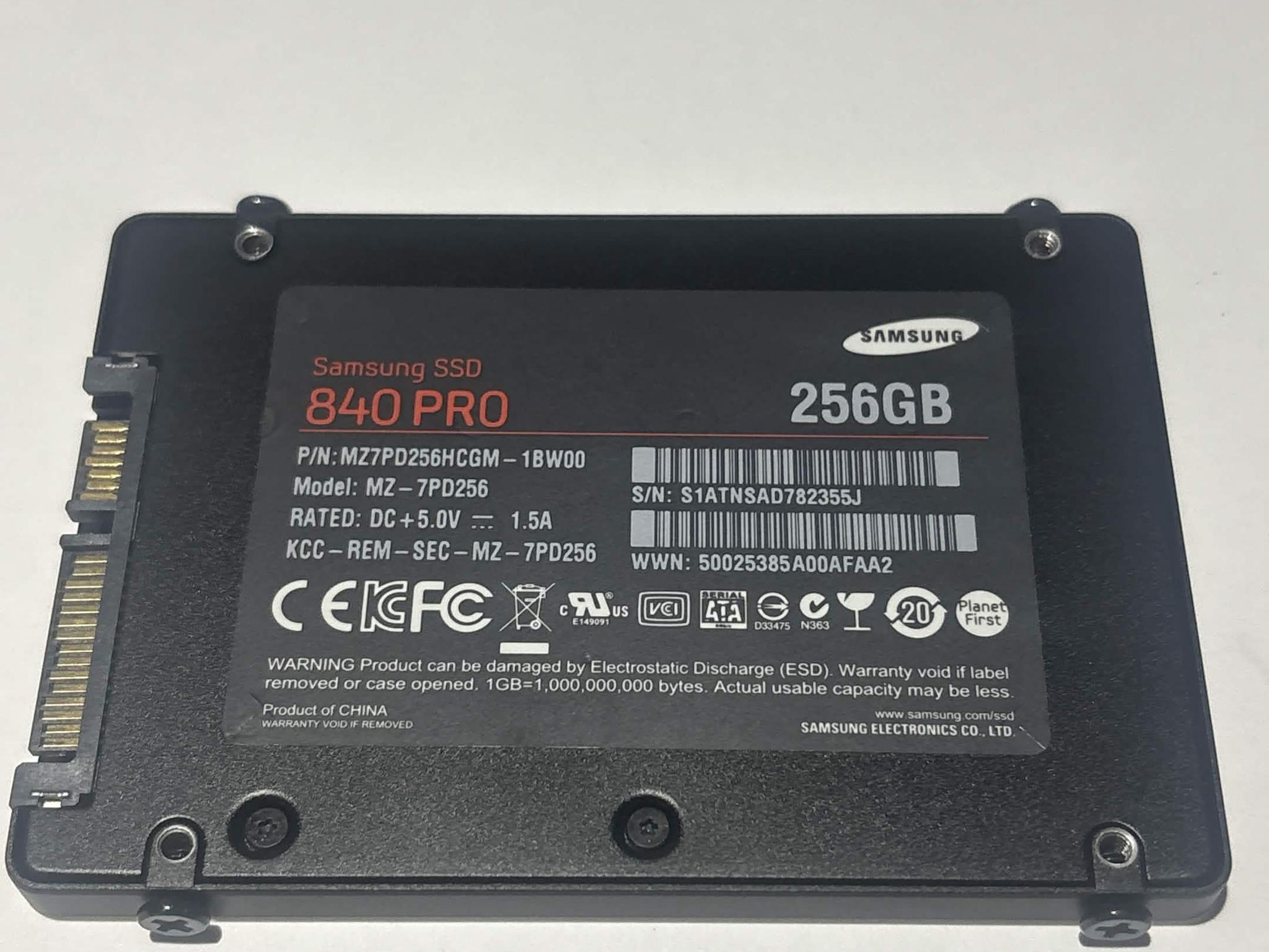 Samsung 840 PRO 256GB SSD Tested Working 98% Health SATA