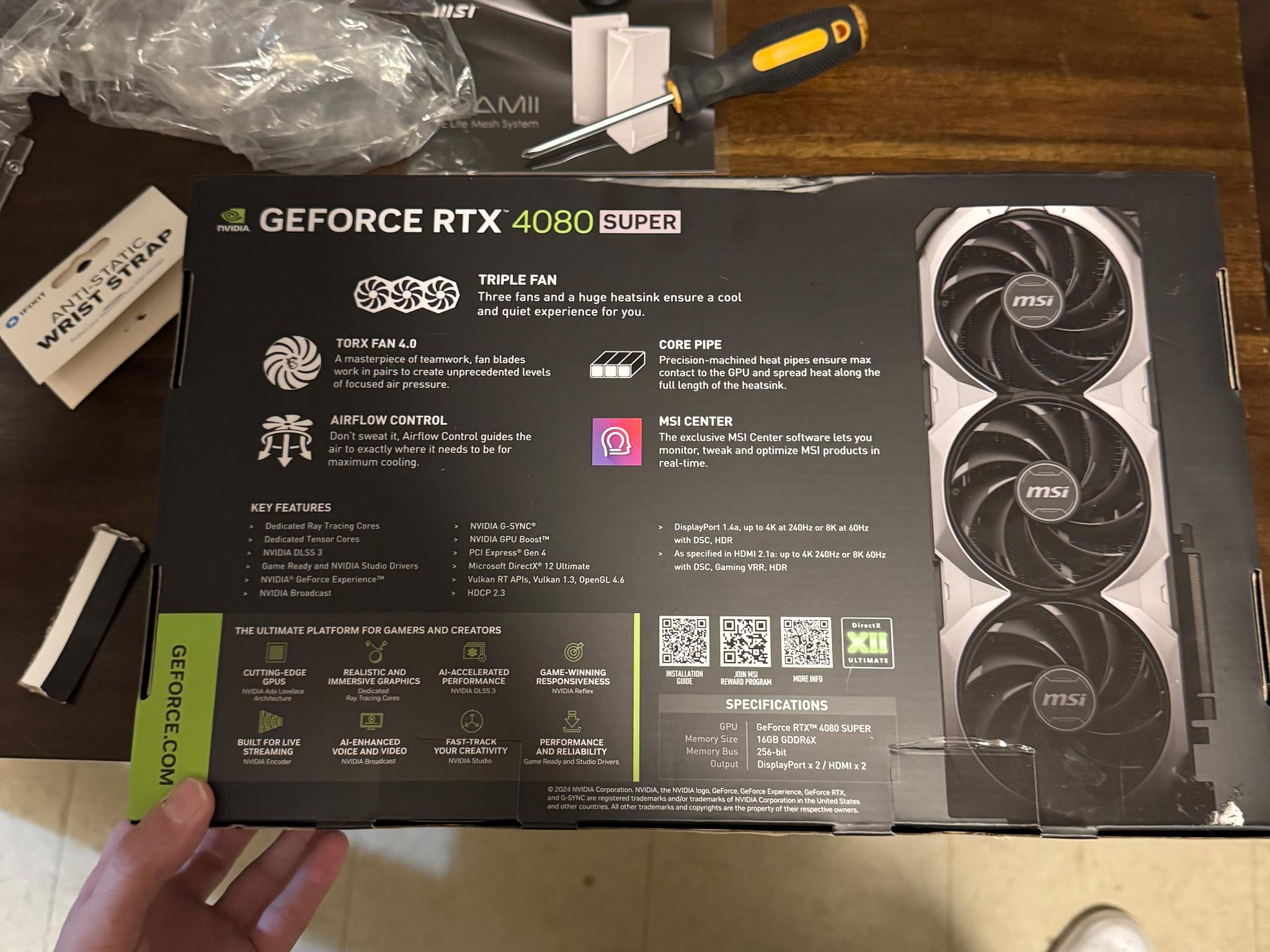 🚀 FOR SALE: MSI GeForce RTX 4080 SUPER 16GB – Like New, In Box 🚀