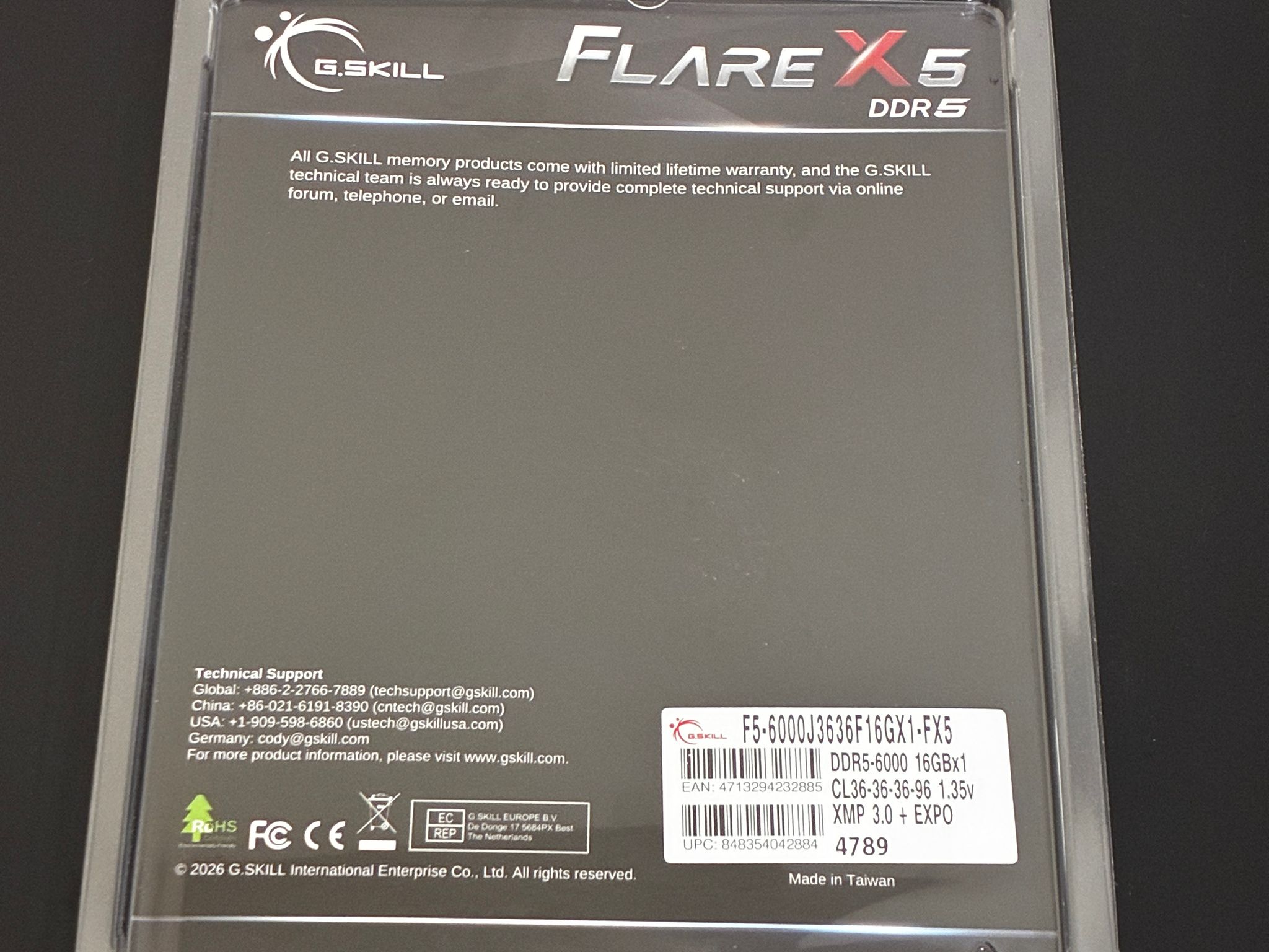 G.Skill Flare X5 16GB DDR5-6000 (1x16GB)