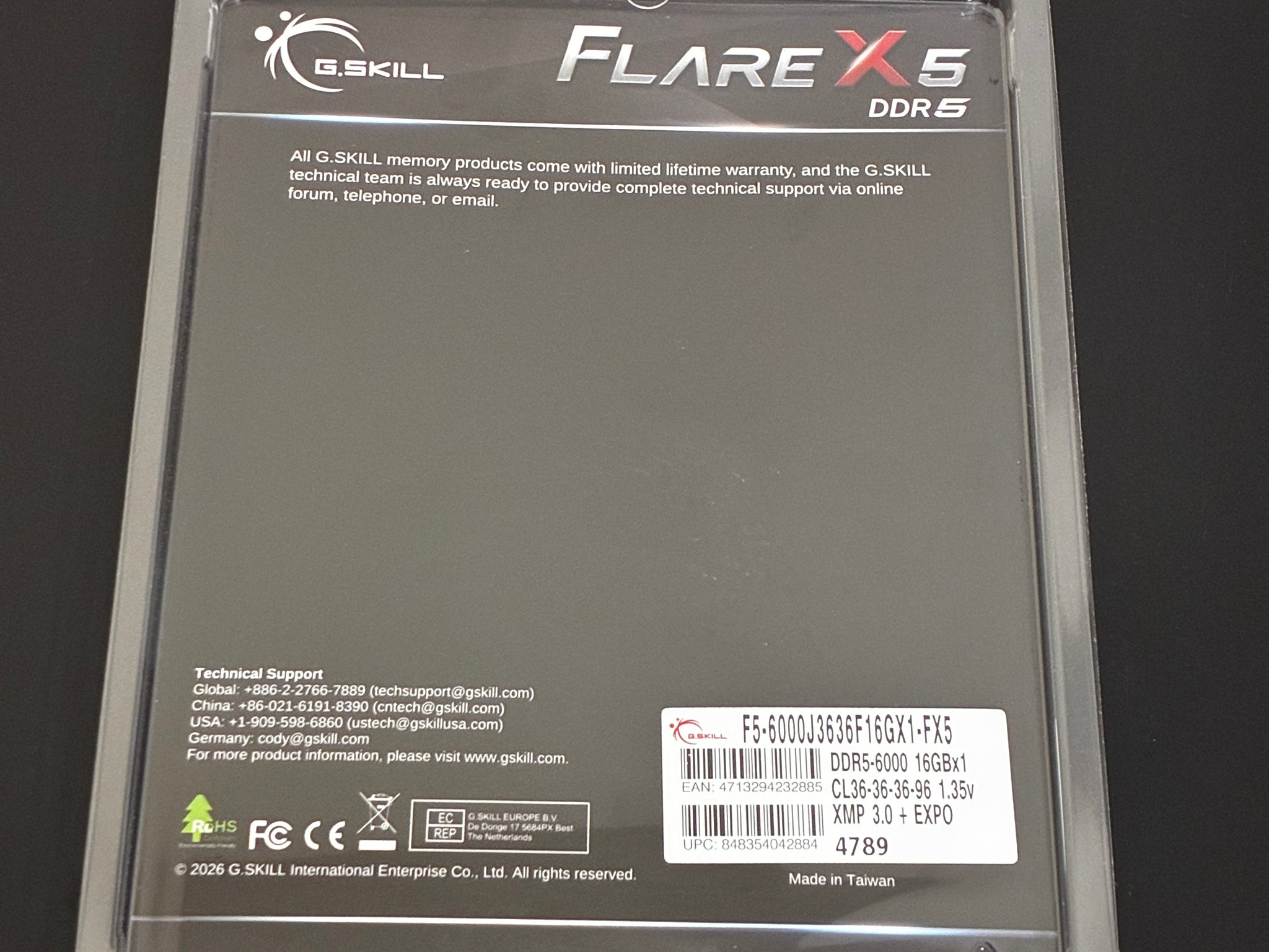 G.Skill Flare X5 16GB DDR5-5600 (1x16GB)