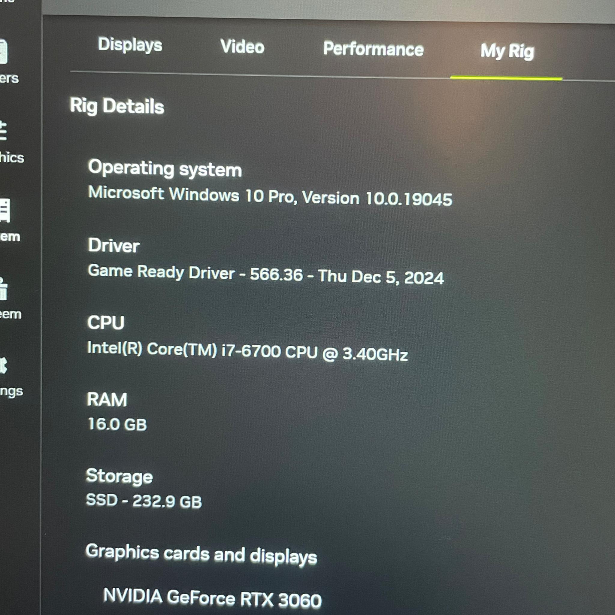 RTX 3060 | i7-6700 | 16GB DDR4 | 256GB SSD |