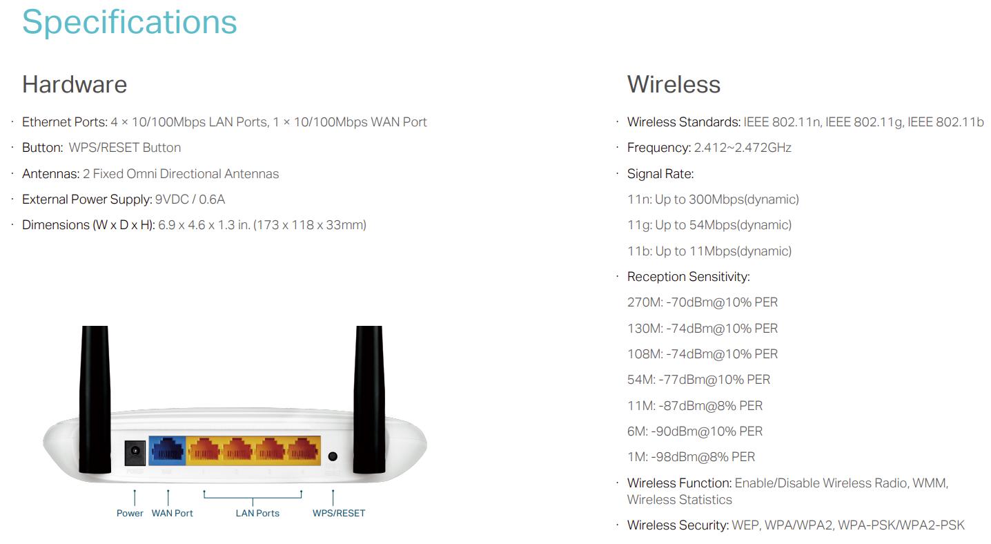 NEW TP-Link N300 Wireless WiFi Router, Extender (TL-WR841N)