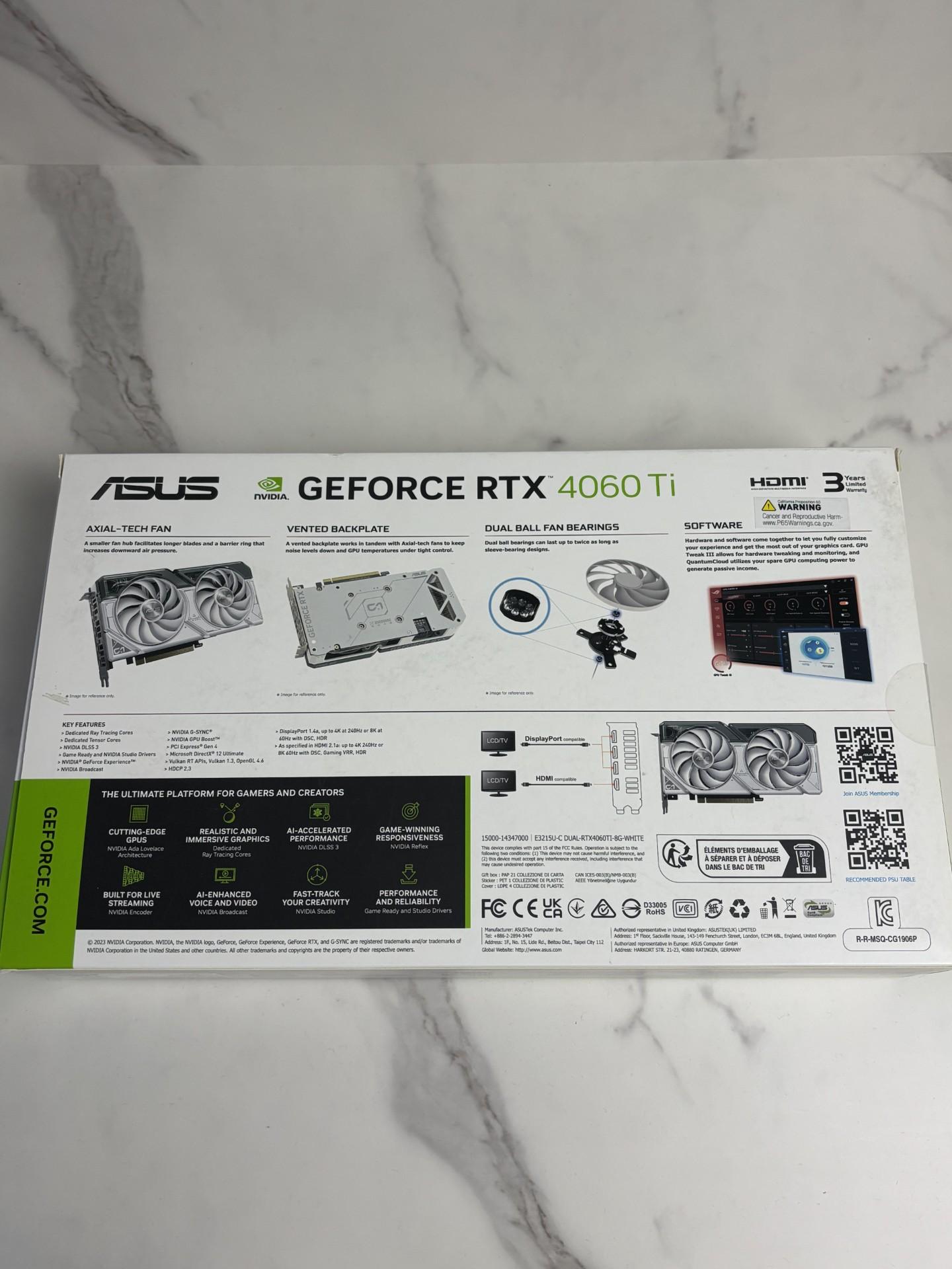 Asus Dual GeForce RTX 4060 Ti SSD OC Edition 8GB GDDR6