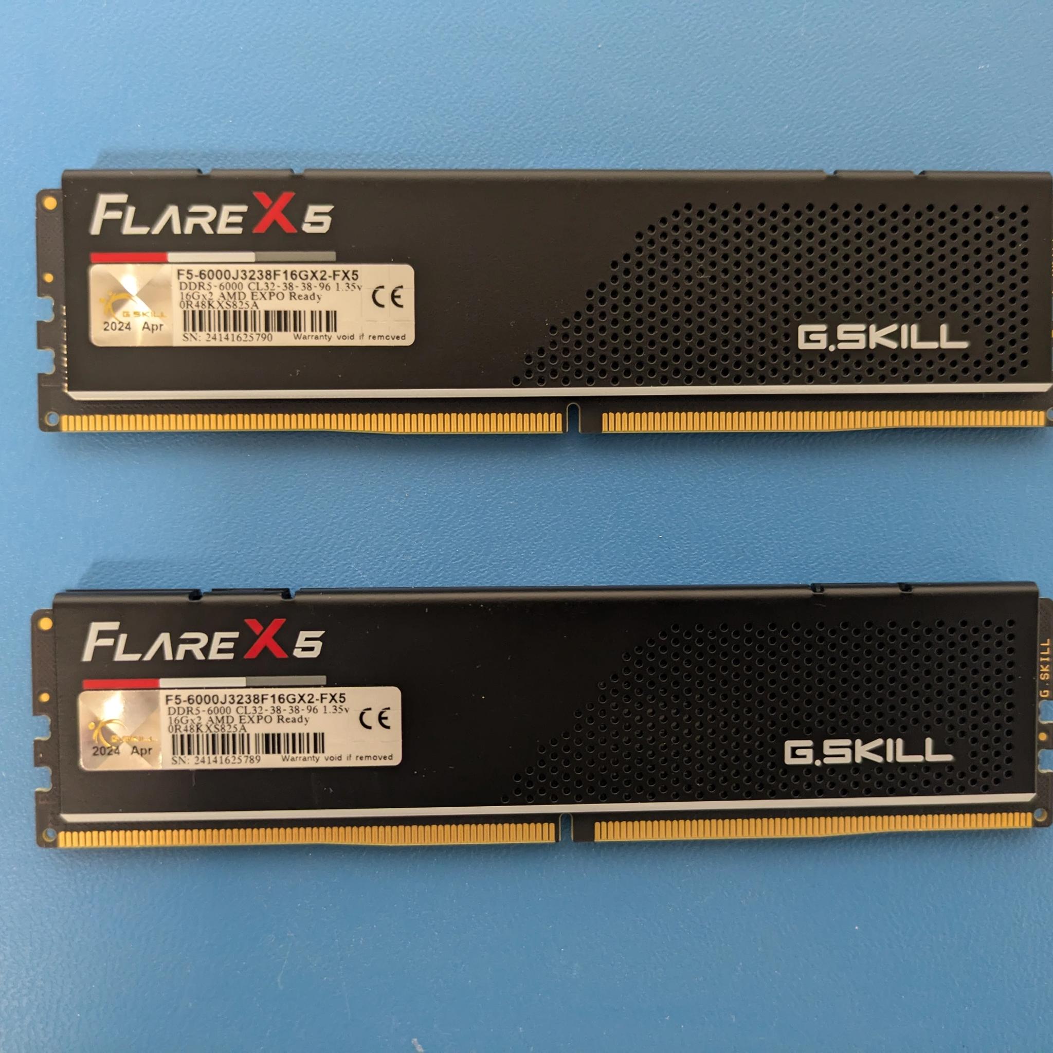 G.Skill Flare X5 32GB (16GB x2) DDR5-6000 CL32-38-38-96 1.35V