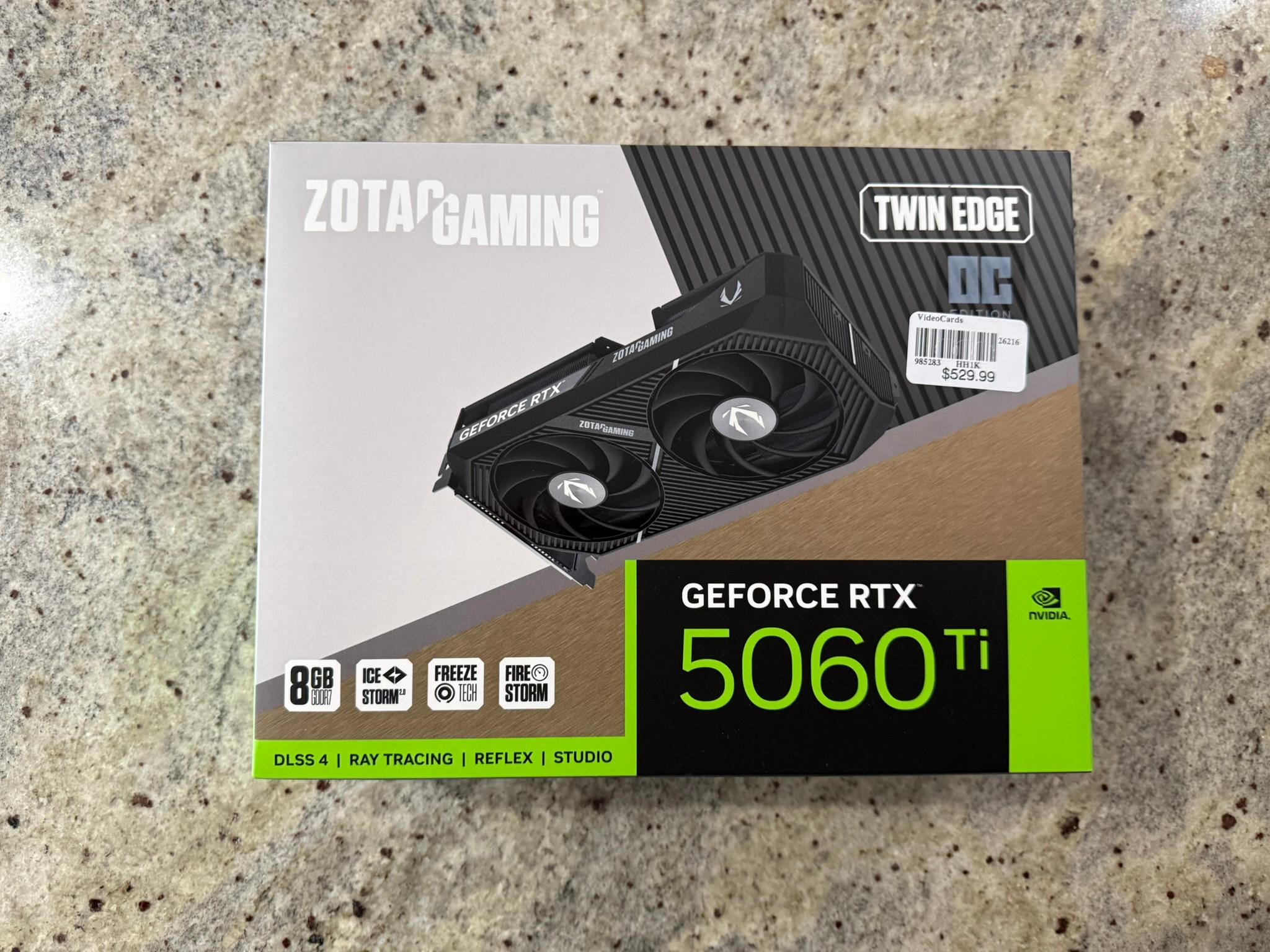 ZOTAC Gaming GeForce RTX 5060 Ti Twin Edge OC GDDR7 Graphics Card