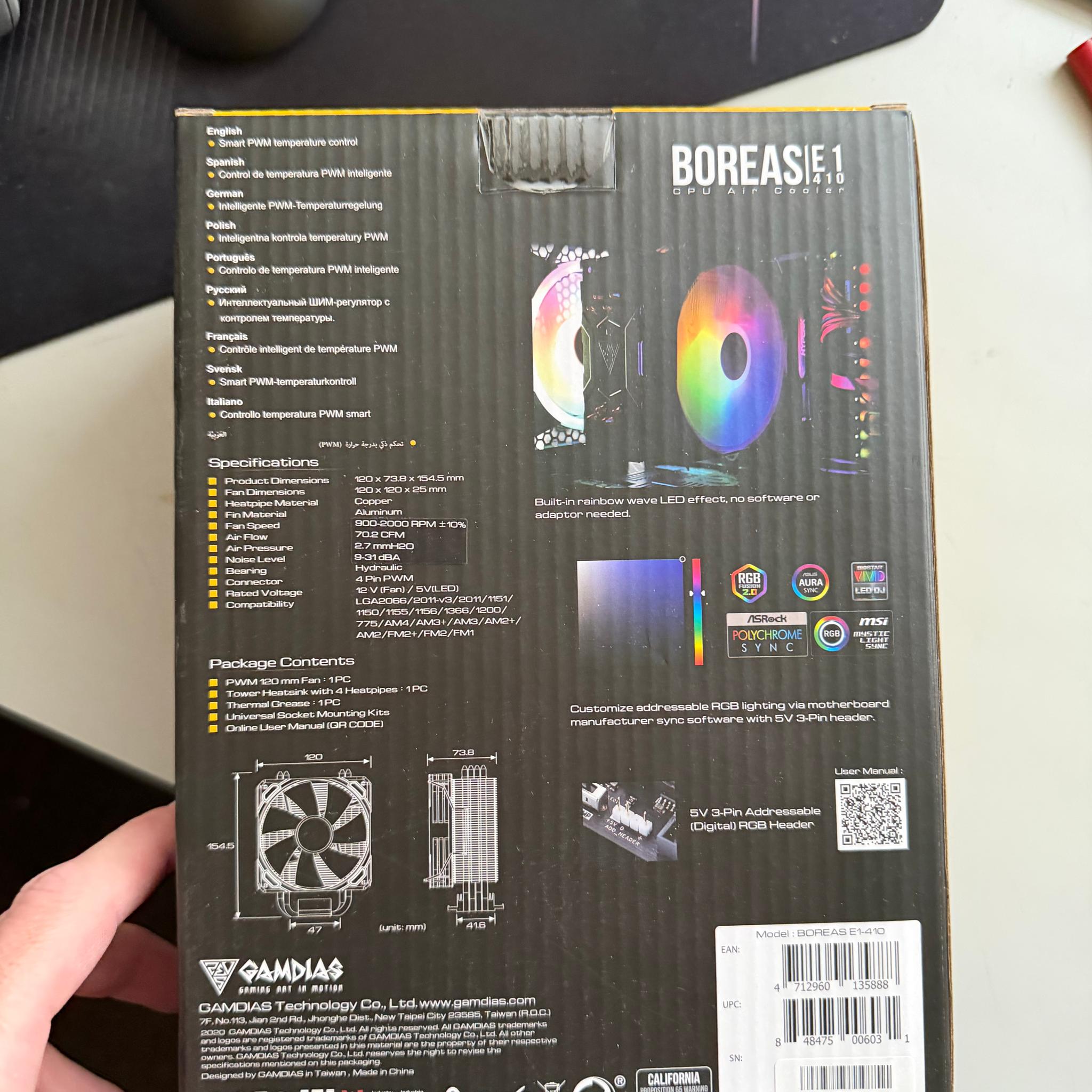 8x Gamdias Boreas E1 410 RGB (BULK ONLY)