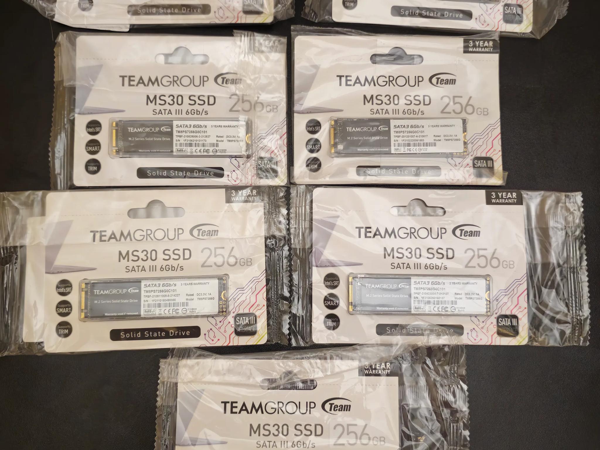 7x Teamgroup MS30 256GB M.2 SATA SSDs (NEW!)