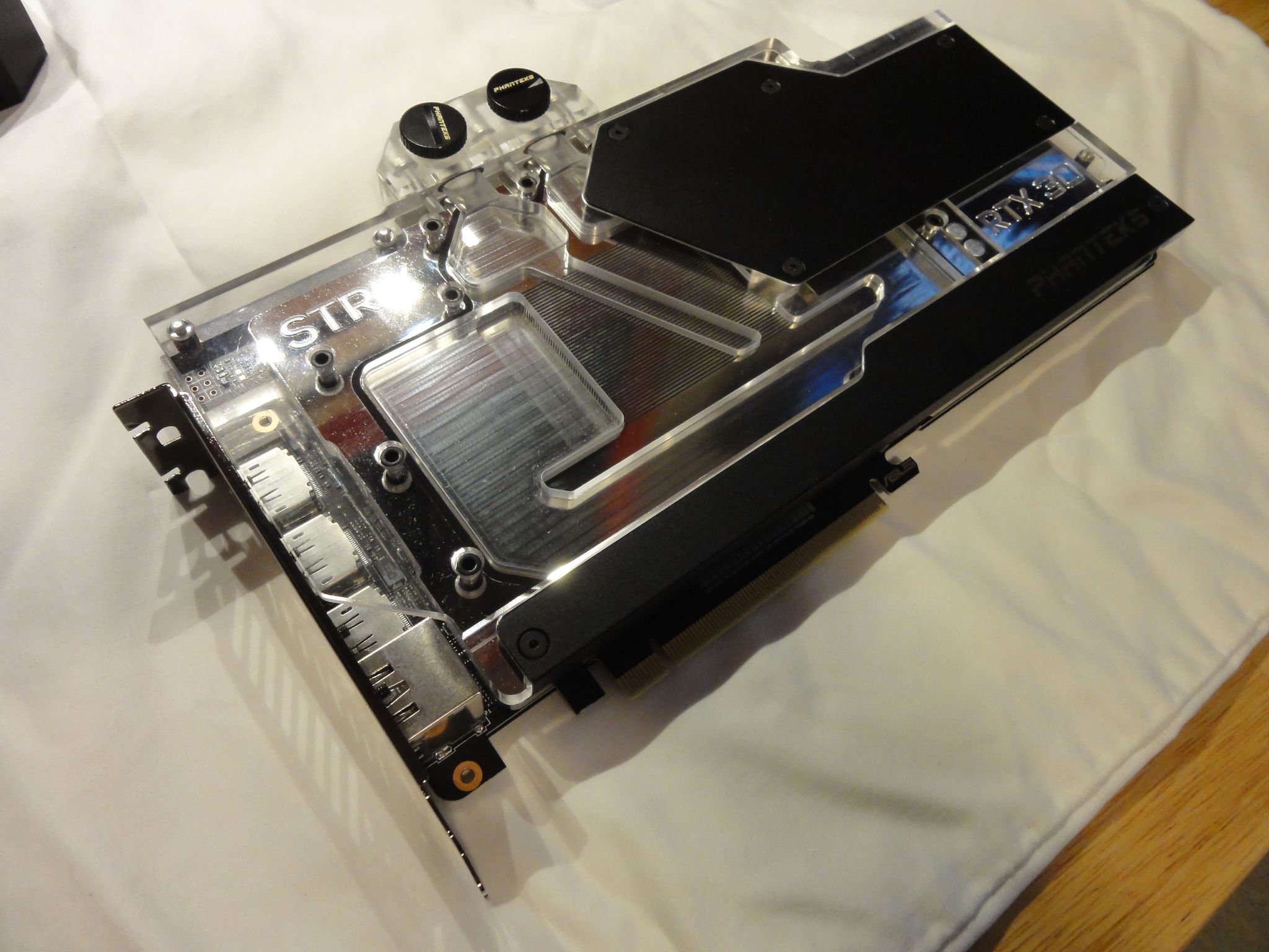 Asus ROG Strix RTX 3070 Ti OC with Phanteks G30 water block.