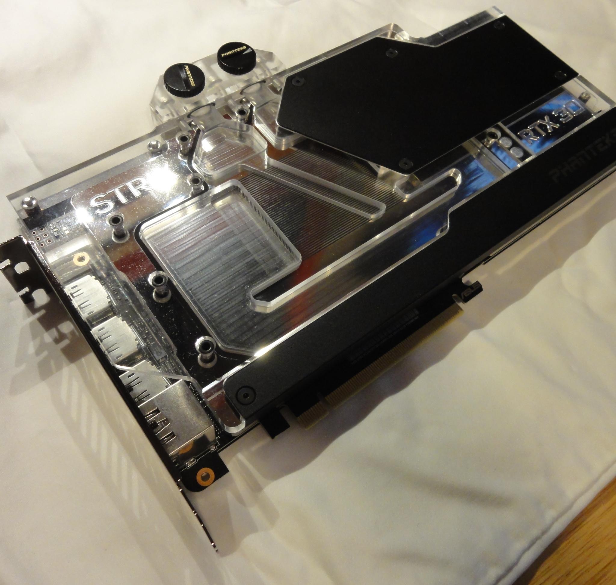 Asus ROG Strix RTX 3070 Ti OC with Phanteks G30 water block.