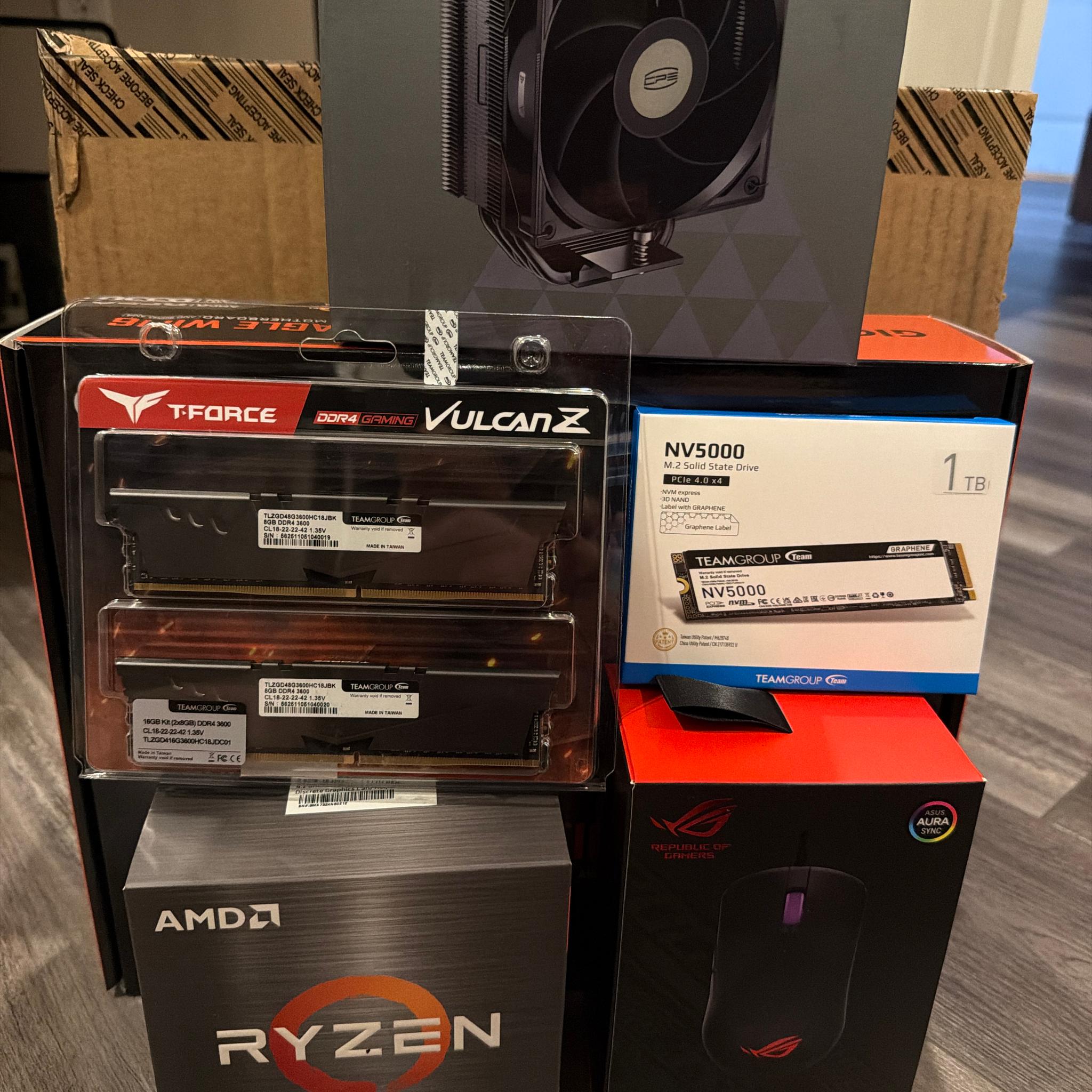 Ryzen 5 5000, Gigabyte B550 Eagle WiFi6, Teamgroup NV5000 1tb ssd, Teamgroup T-Force 16gb DDR4 ram