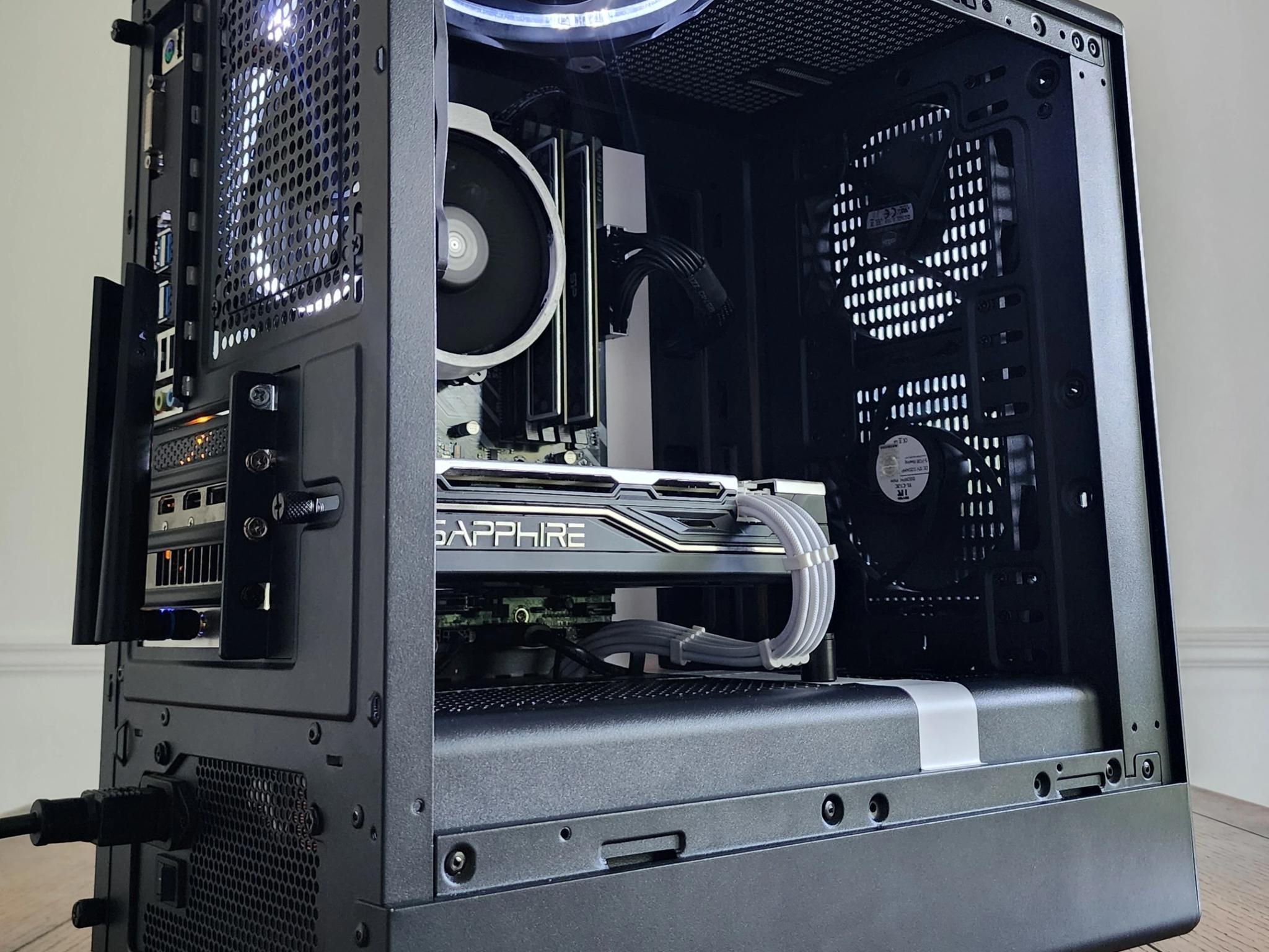 Black + White Gaming PC | Ryzen 5 | RX 580 8GB | 16GB | 1TB | Wi-Fi + BT | 550W 80+ Bronze