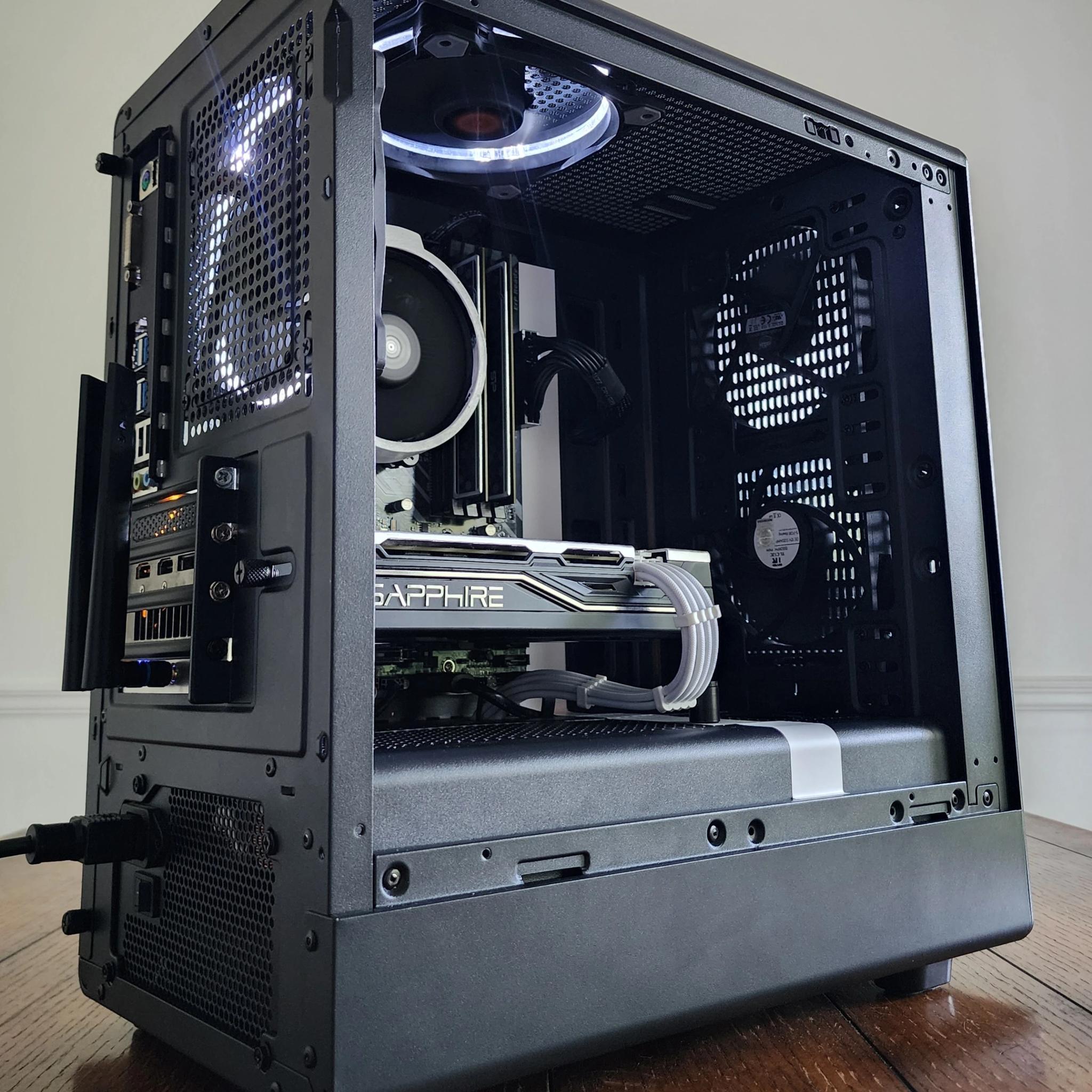 Black + White Gaming PC | Ryzen 5 | RX 580 8GB | 16GB | 1TB | Wi-Fi + BT | 550W 80+ Bronze