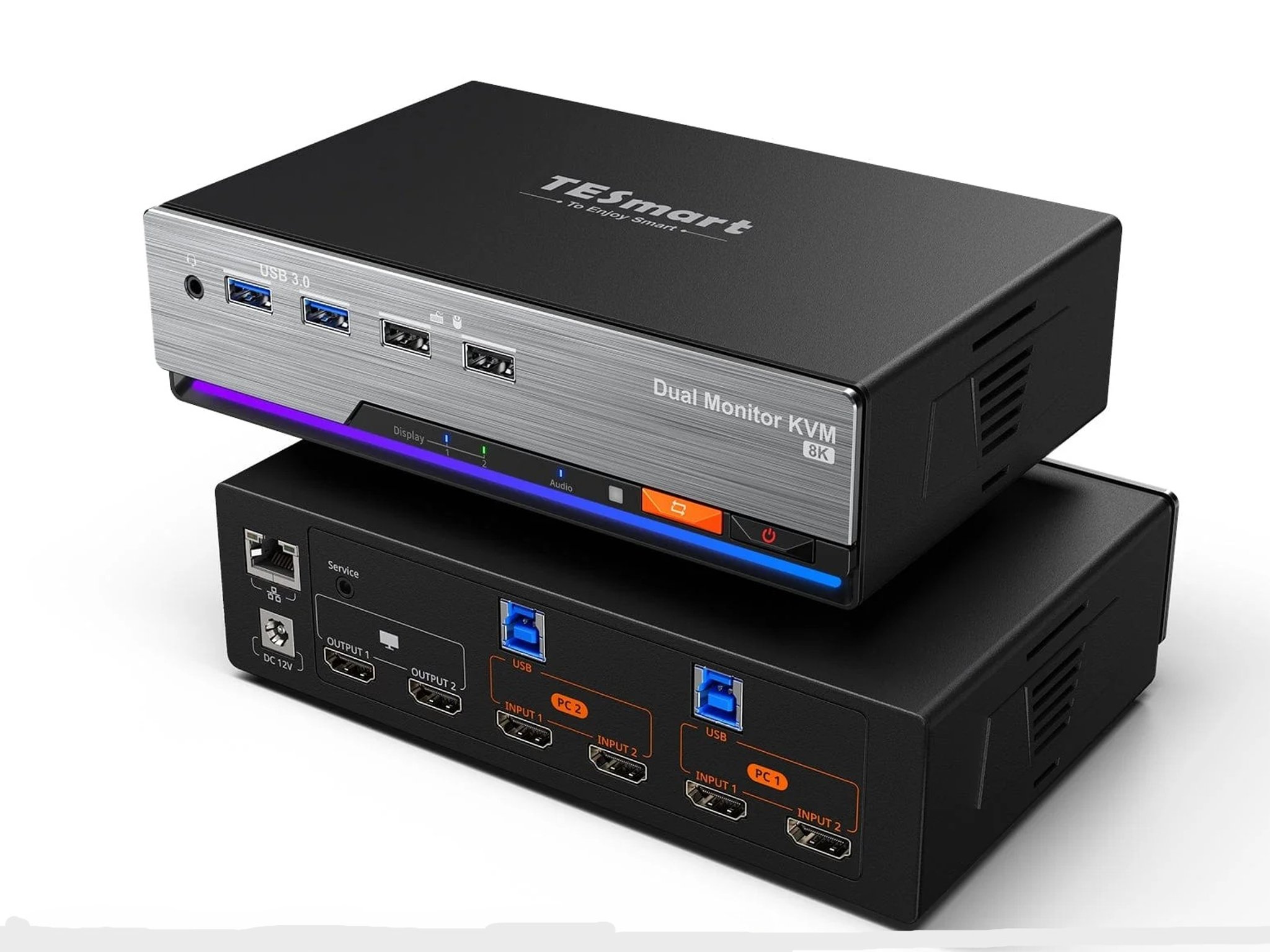 KVM Switch Gaming Dock HDMI 2.1 Dual 4K144Hz for 2 PCs & 2 Monitors,