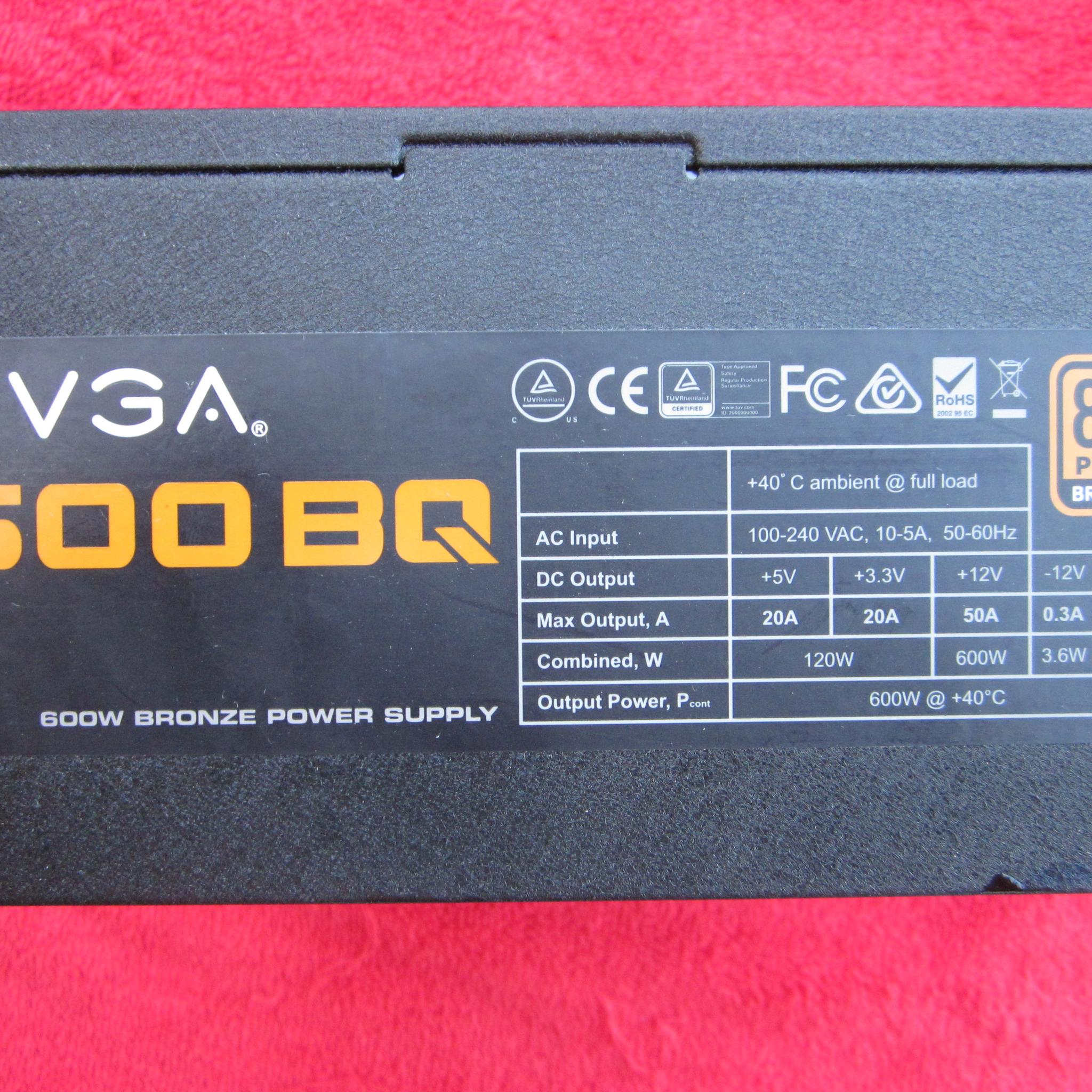 EVGA 600 BQ, 80+ BRONZE 600W, Semi Modular, Power Supply 110-BQ-0600-RX