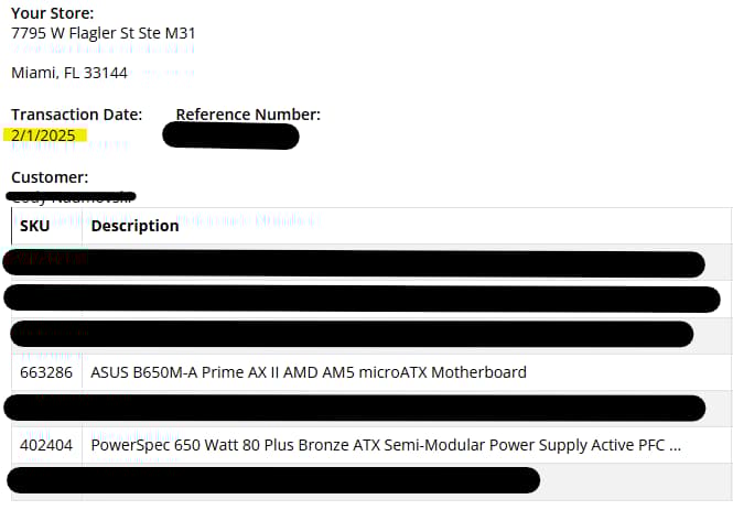 PowerSpec 650 Watt 80 Plus Bronze ATX Semi-Modular Power Supply