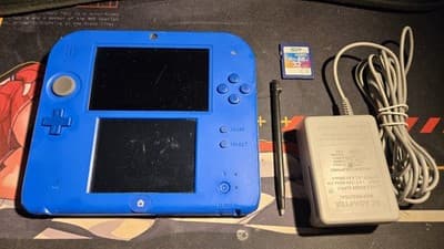 CUSTOM USED Nintendo 2DS Blue/Black Handheld Console, Mario Kart 7 Edition