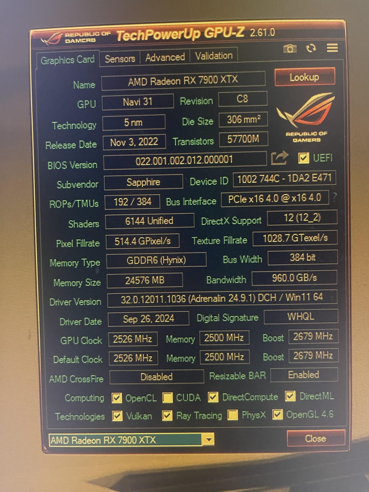 7900XTX Saphire Nitro+ 24GB